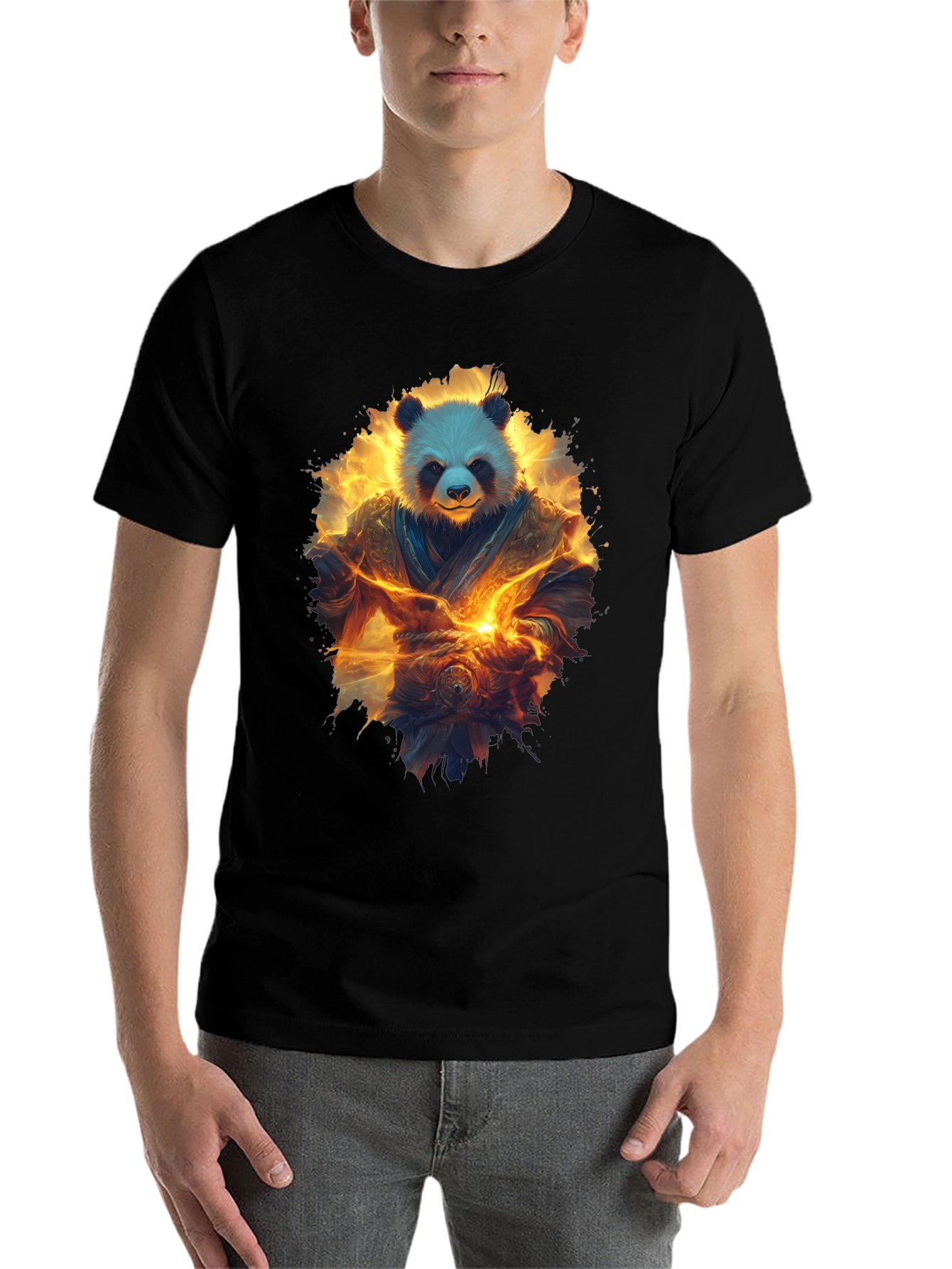 Black Panda Warrior Graphic T-Shirt view 7