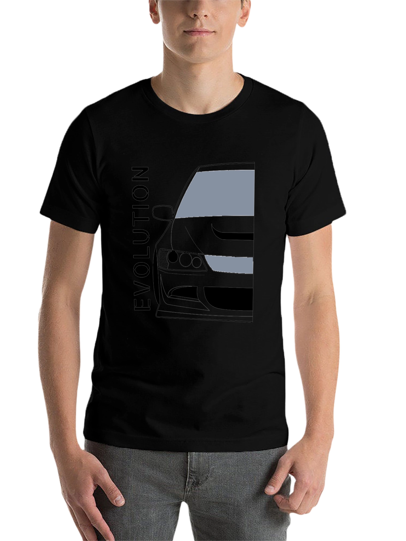 Black Evolution Car Graphic Tee - Black Cotton T-Shirt view 7