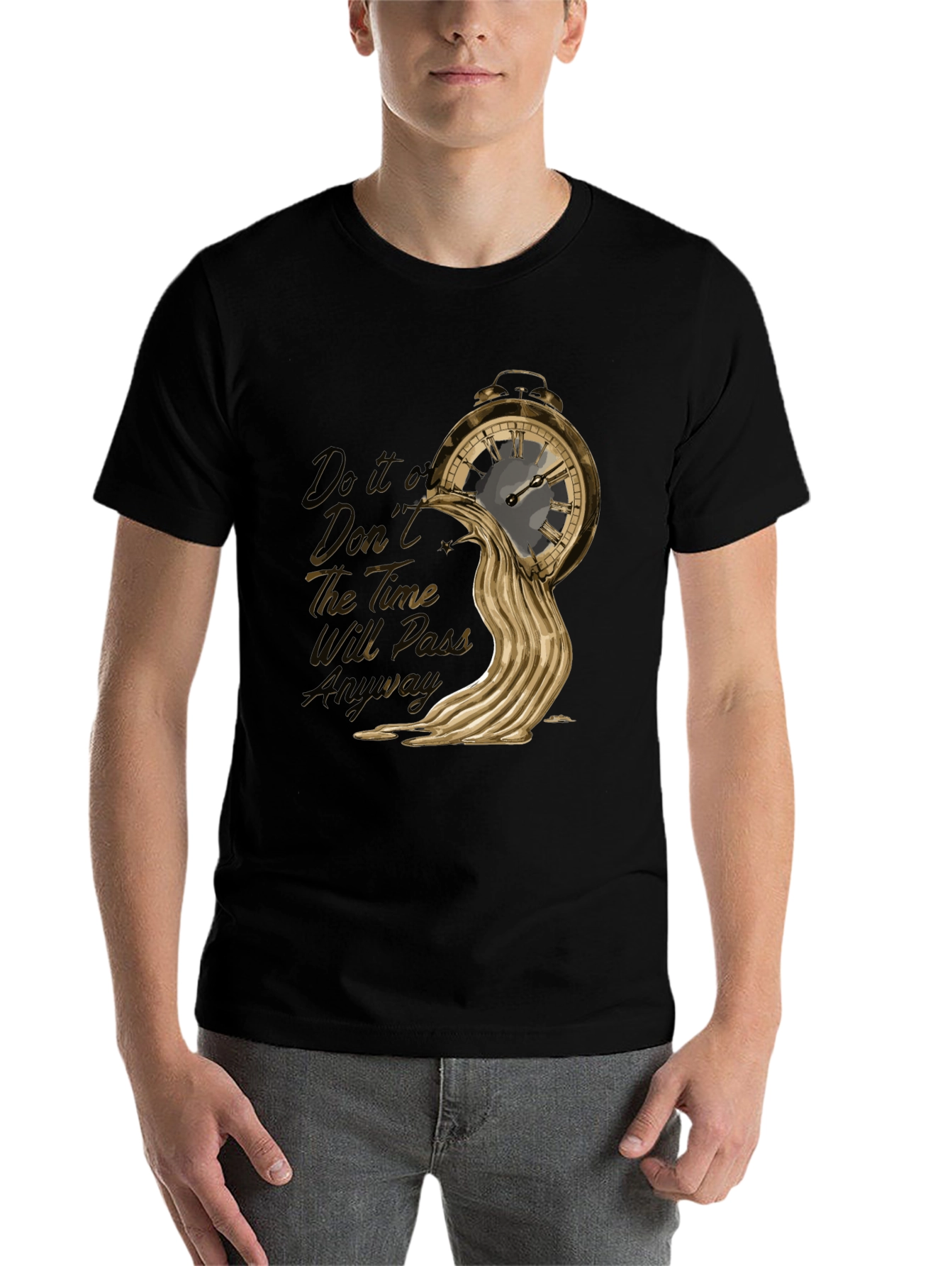 Black Melting Clock Graphic Tee - Time is Fluid! view 7