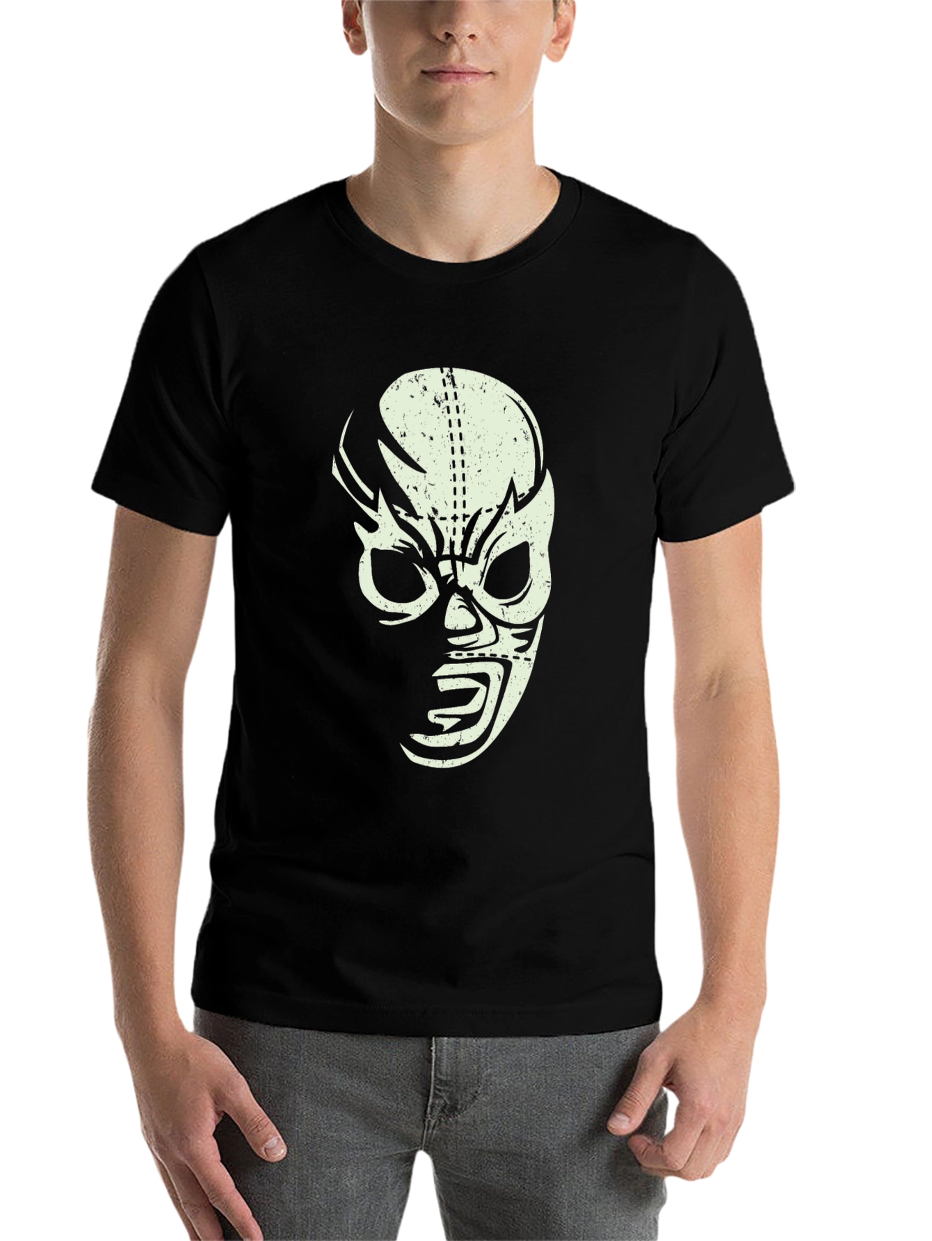 Black Lucha Libre Mask Graphic T-Shirt - Black view 7