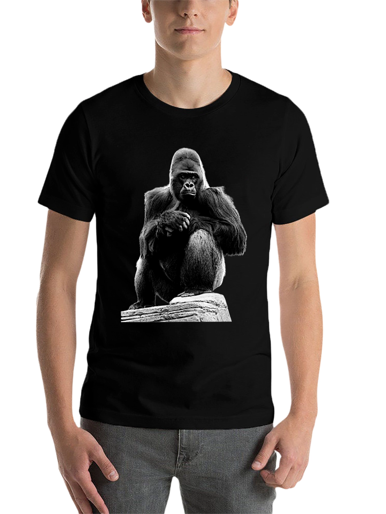 Black Gorilla Graphic T-Shirt - Black Unisex Tee view 7