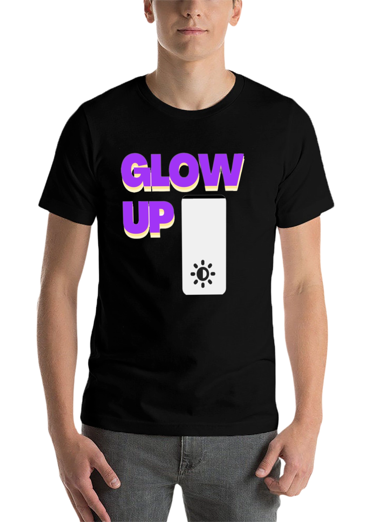 Black Glow Up Graphic Tee - Black Cotton T-Shirt view 7