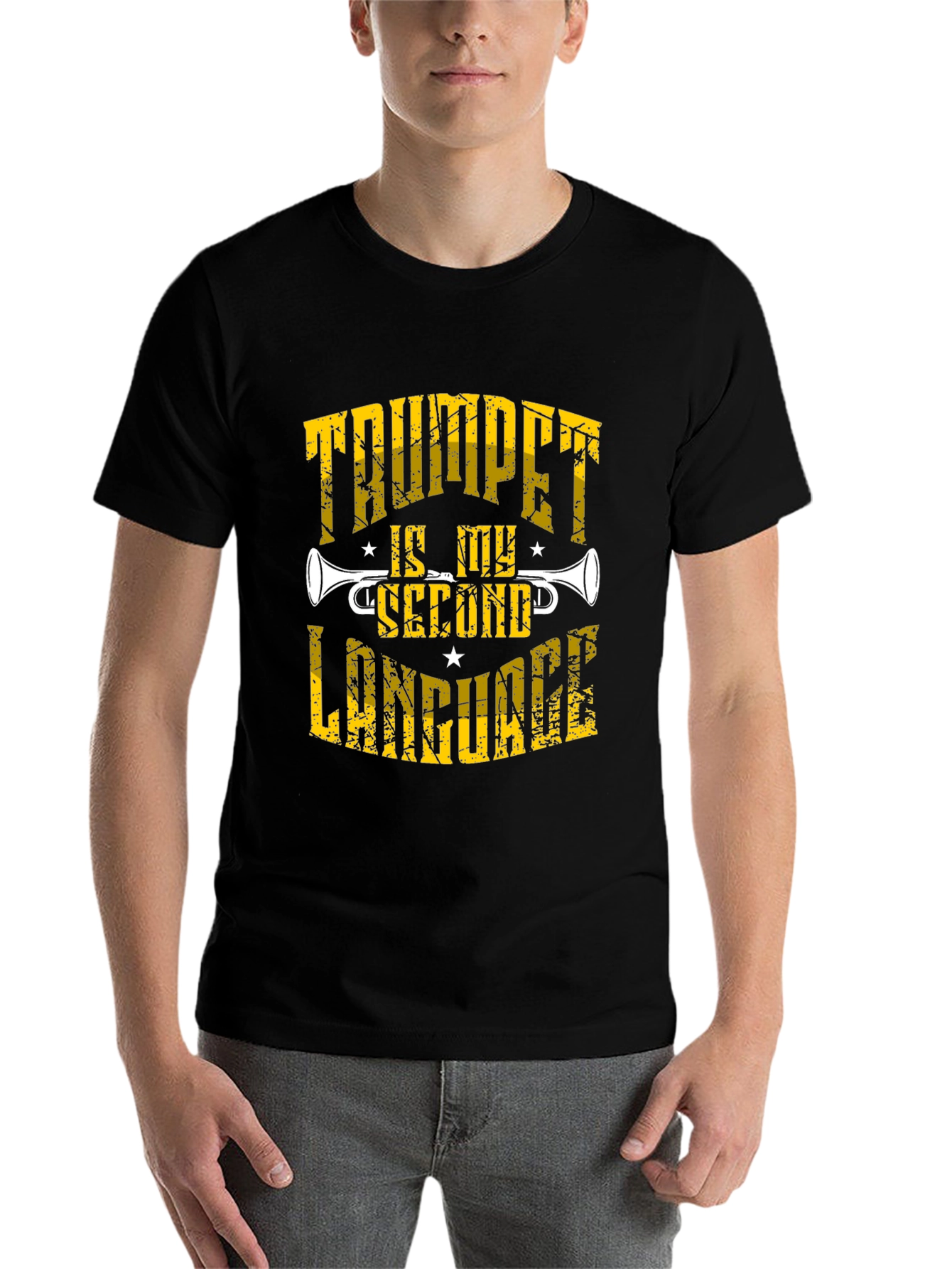 Black Trumpet is My Second Language Black T-Shirt view 7