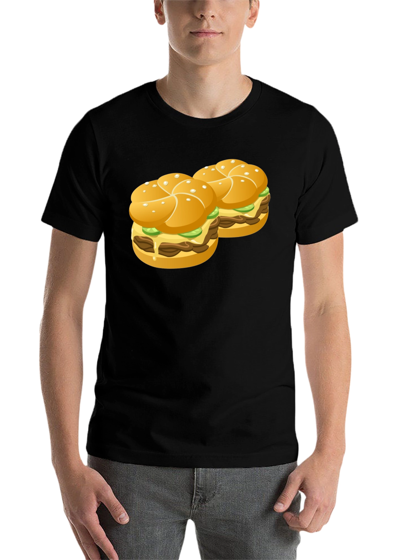 Black Burger Graphic Black T-Shirt view 7