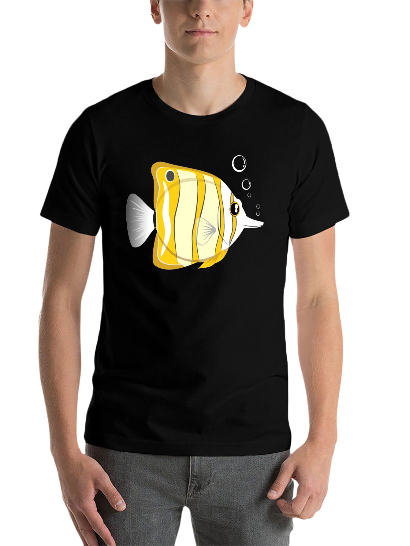 Black Striped Fish Graphic Tee - Unique Design view 7