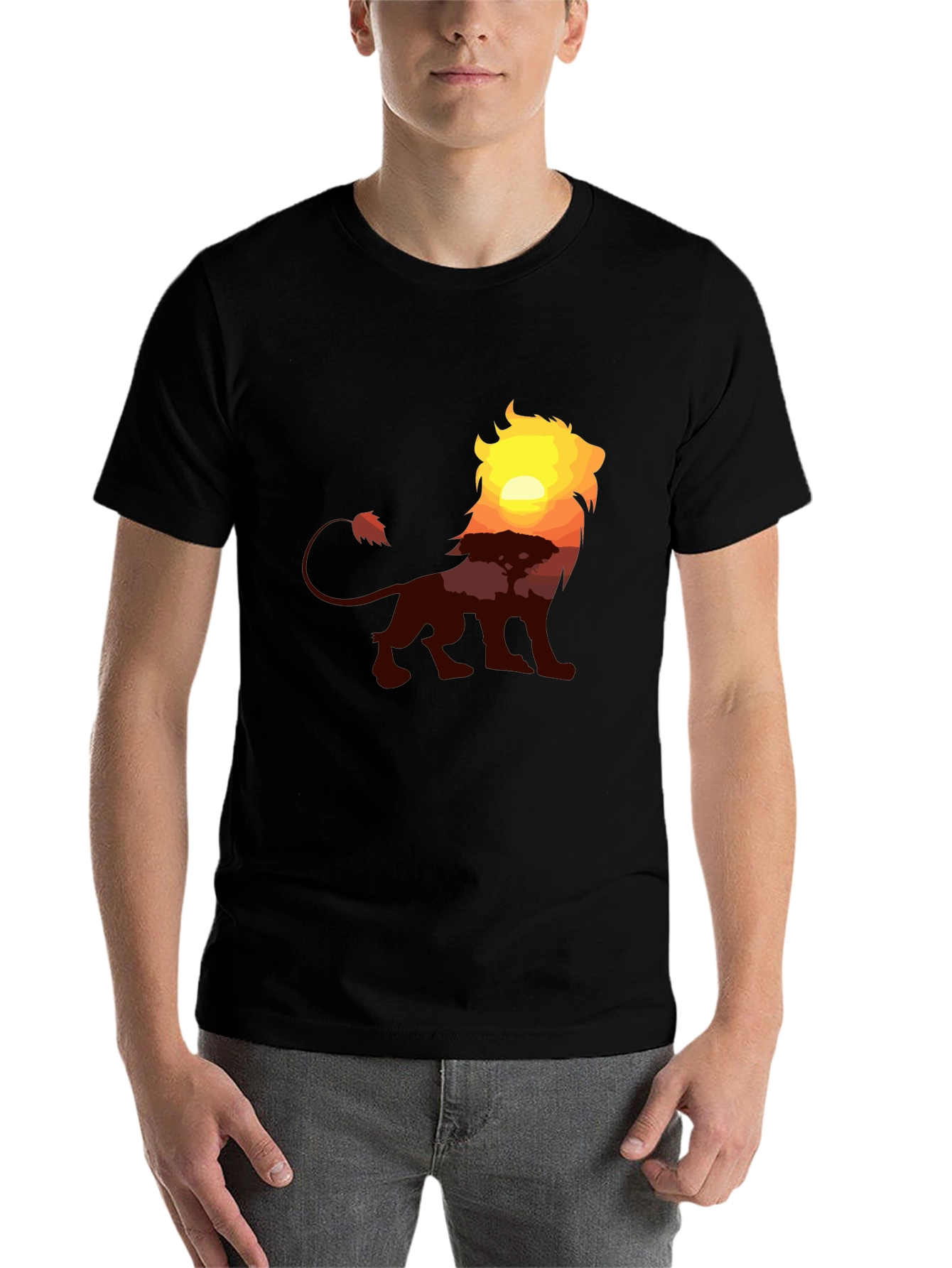 Black Lion Sunset Graphic Tee - Classic Black T-Shirt view 7