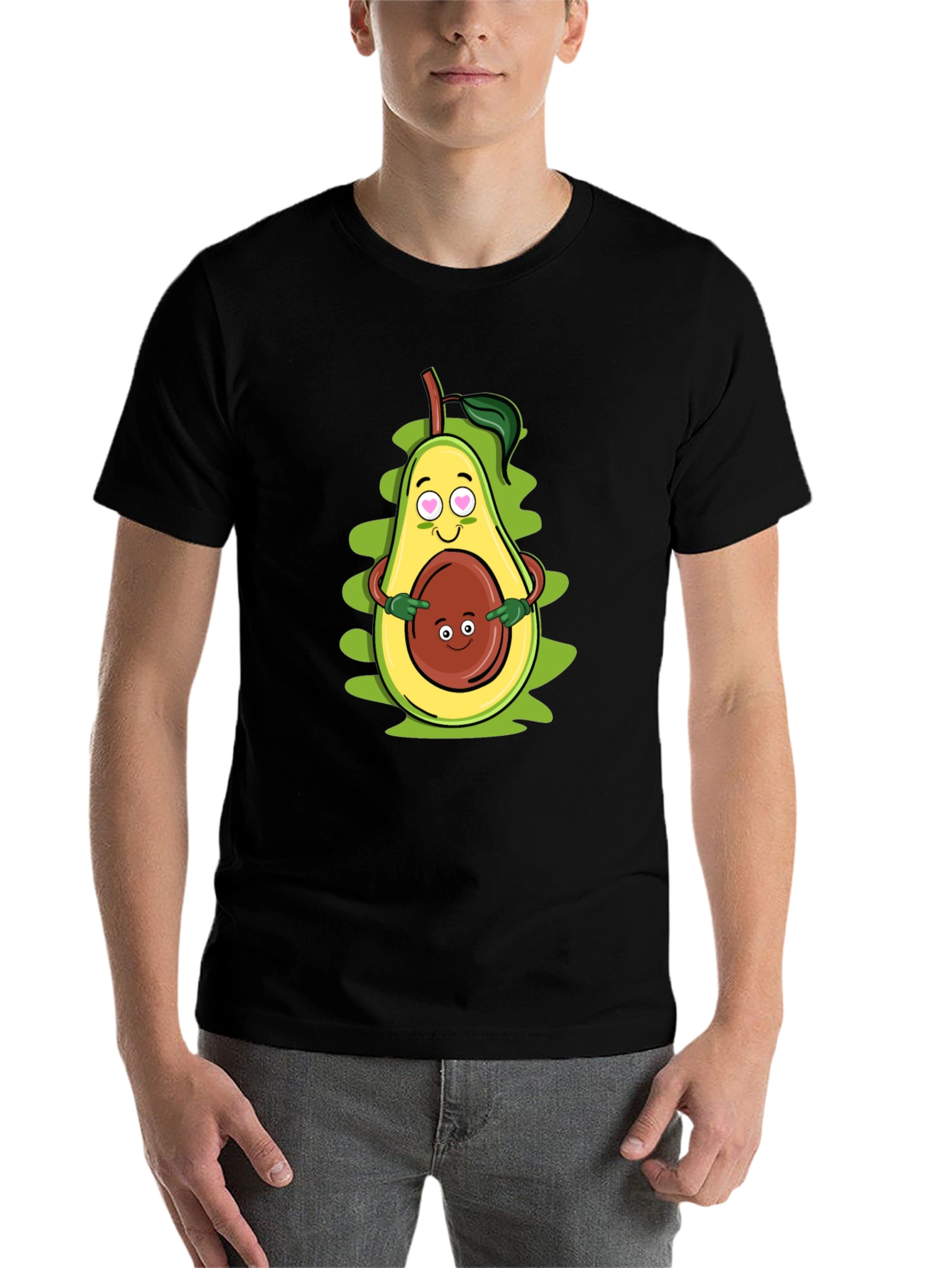 Black Funny Avocado Family Graphic T-Shirt view 7
