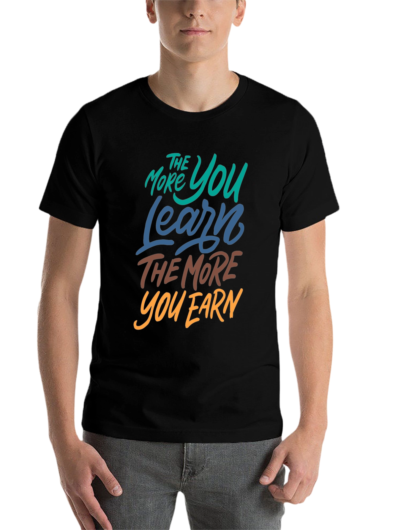 Black Learn More Earn More Graphic Tee view 7