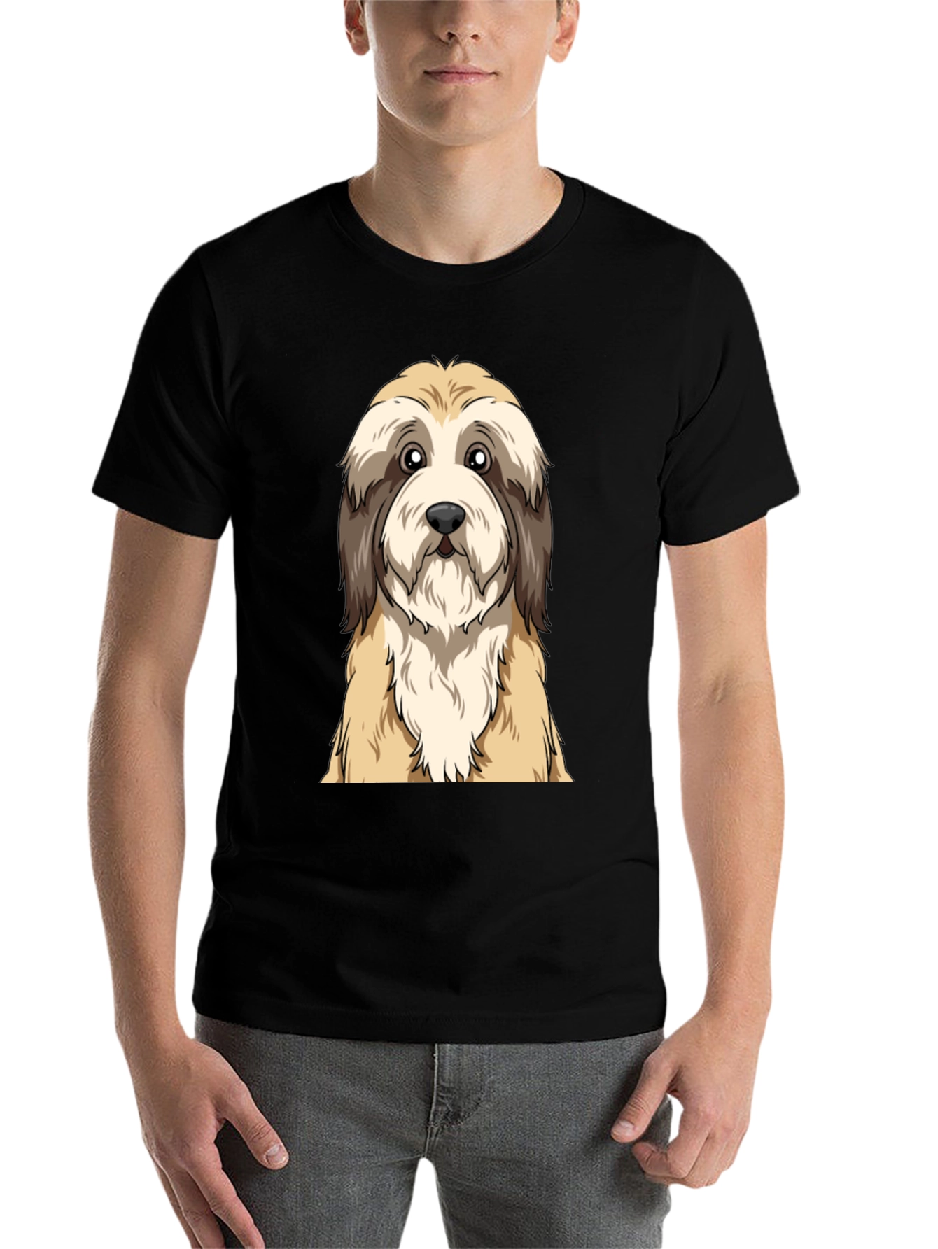 Black Cute Dog Graphic Tee - Unisex Black T-Shirt view 7