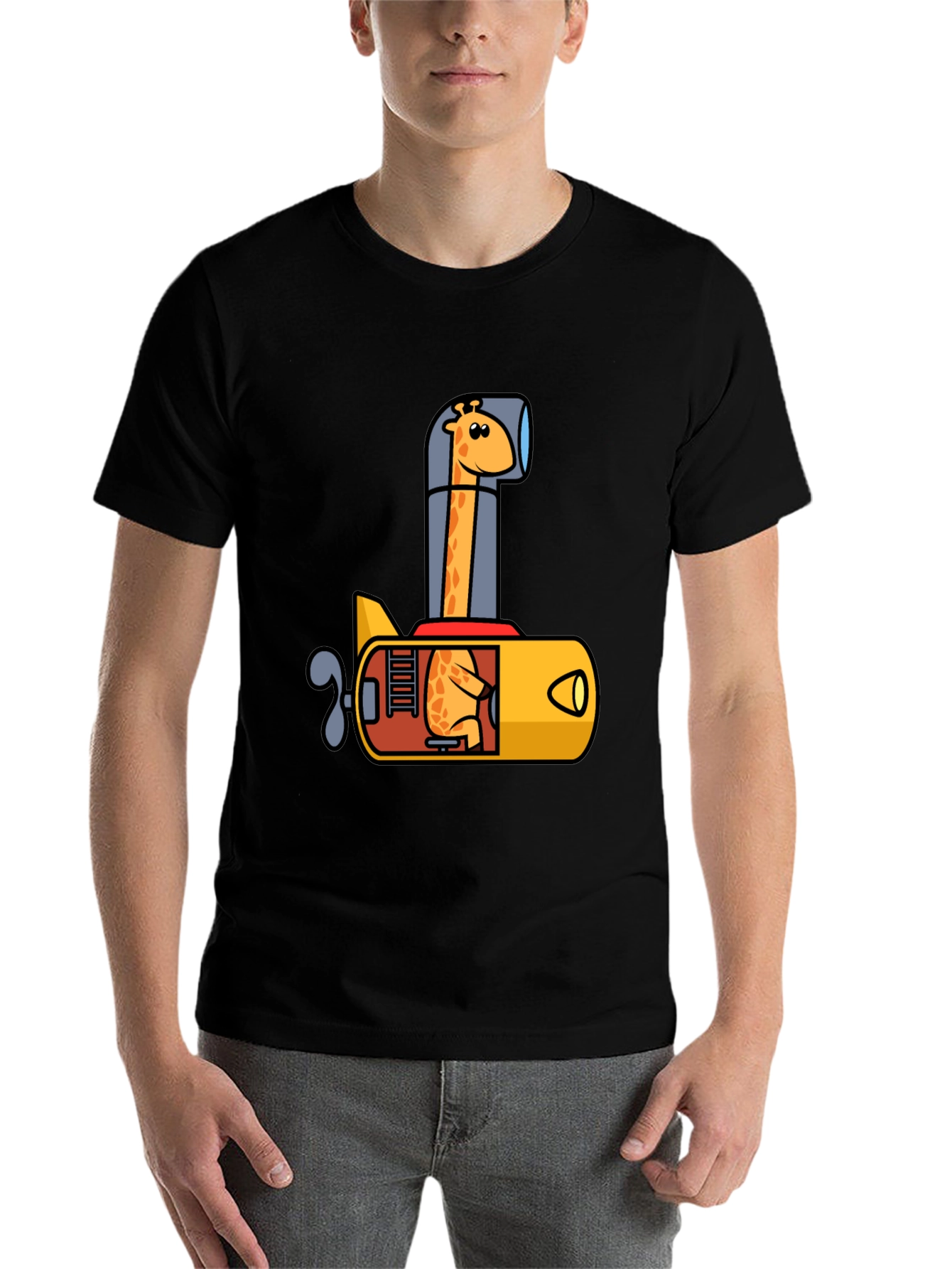 Black Giraffe Submarine Black T-Shirt view 7