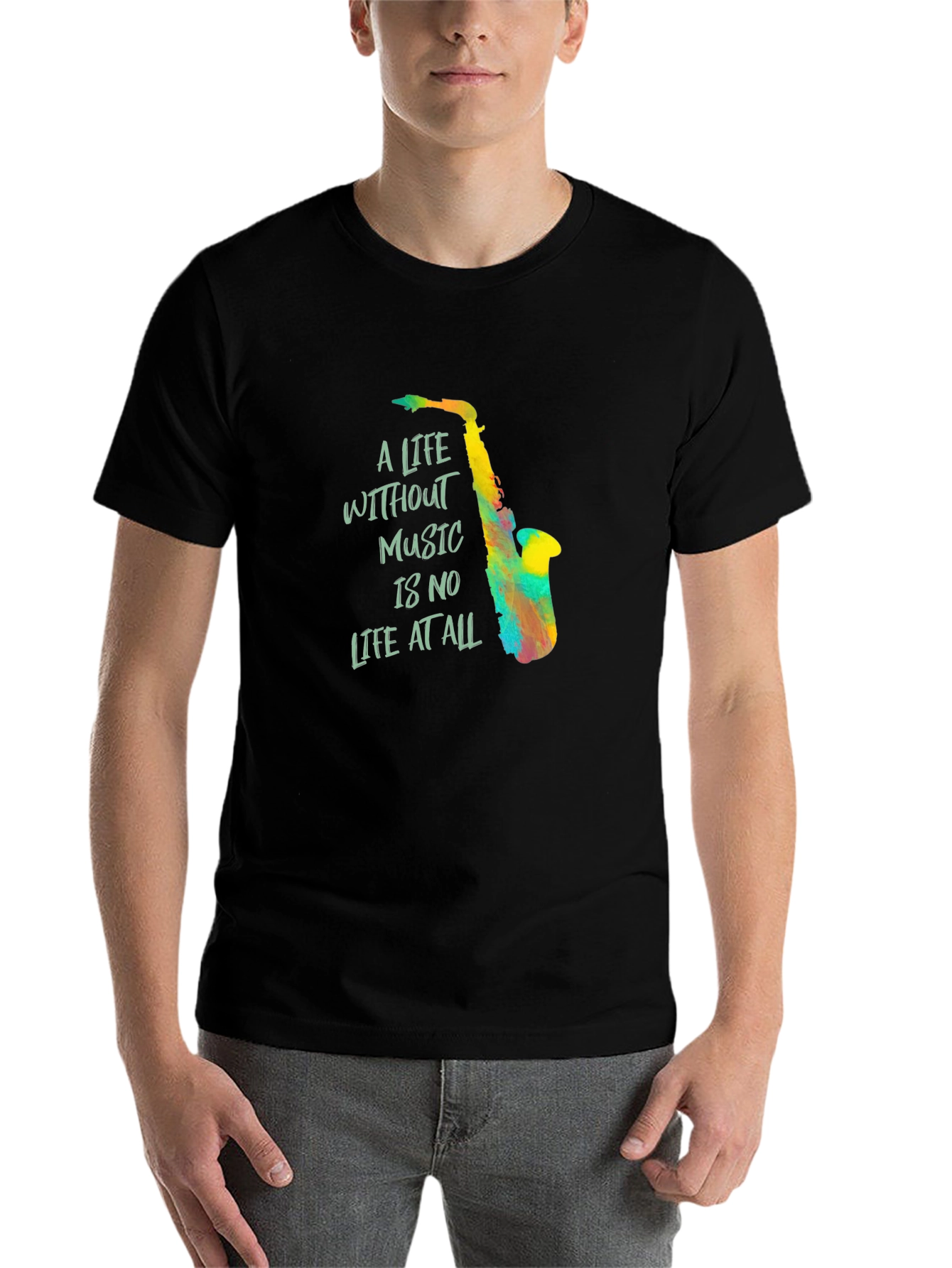 Black Music Lover Tee: "A Life Without Music" Graphic T-Shirt view 7