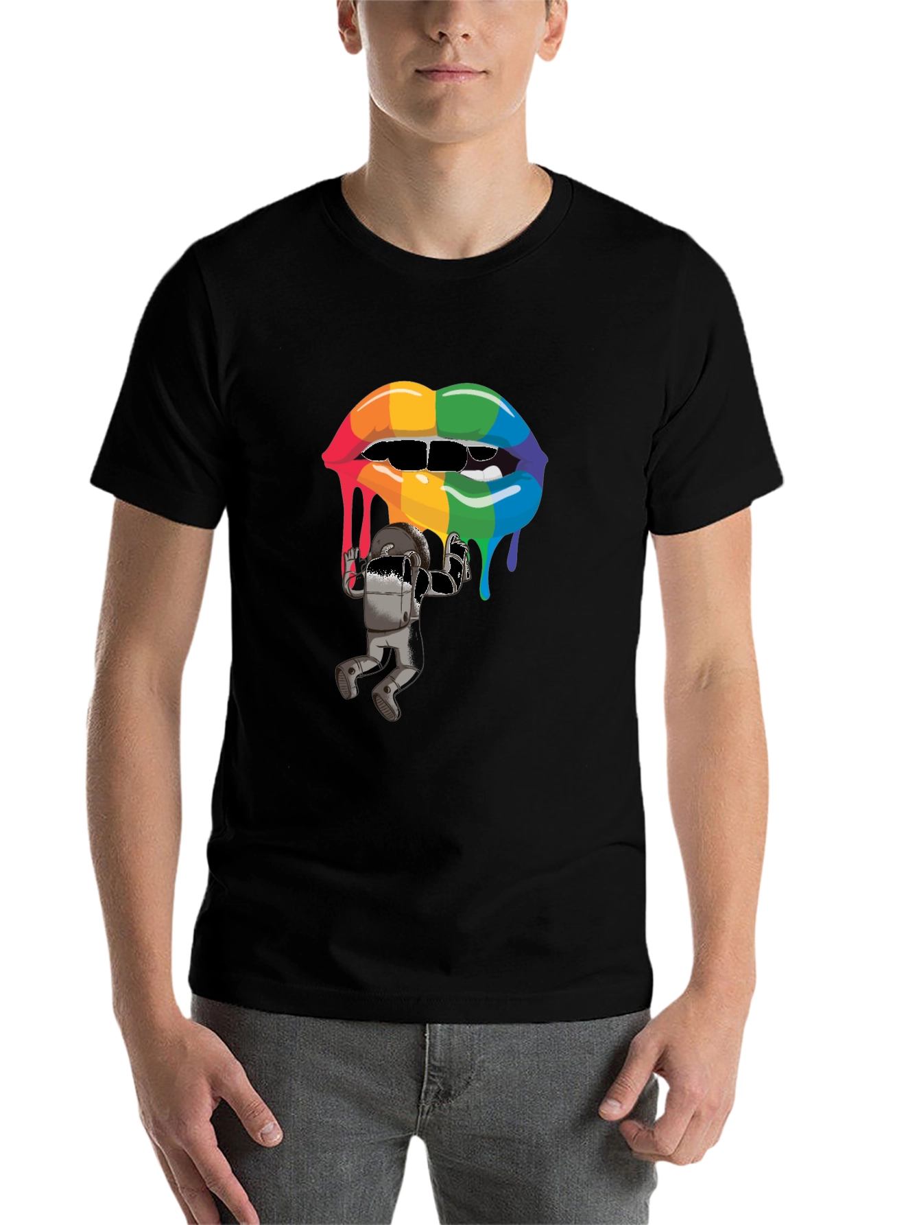 Black Rainbow Lips Graphic T-Shirt view 7