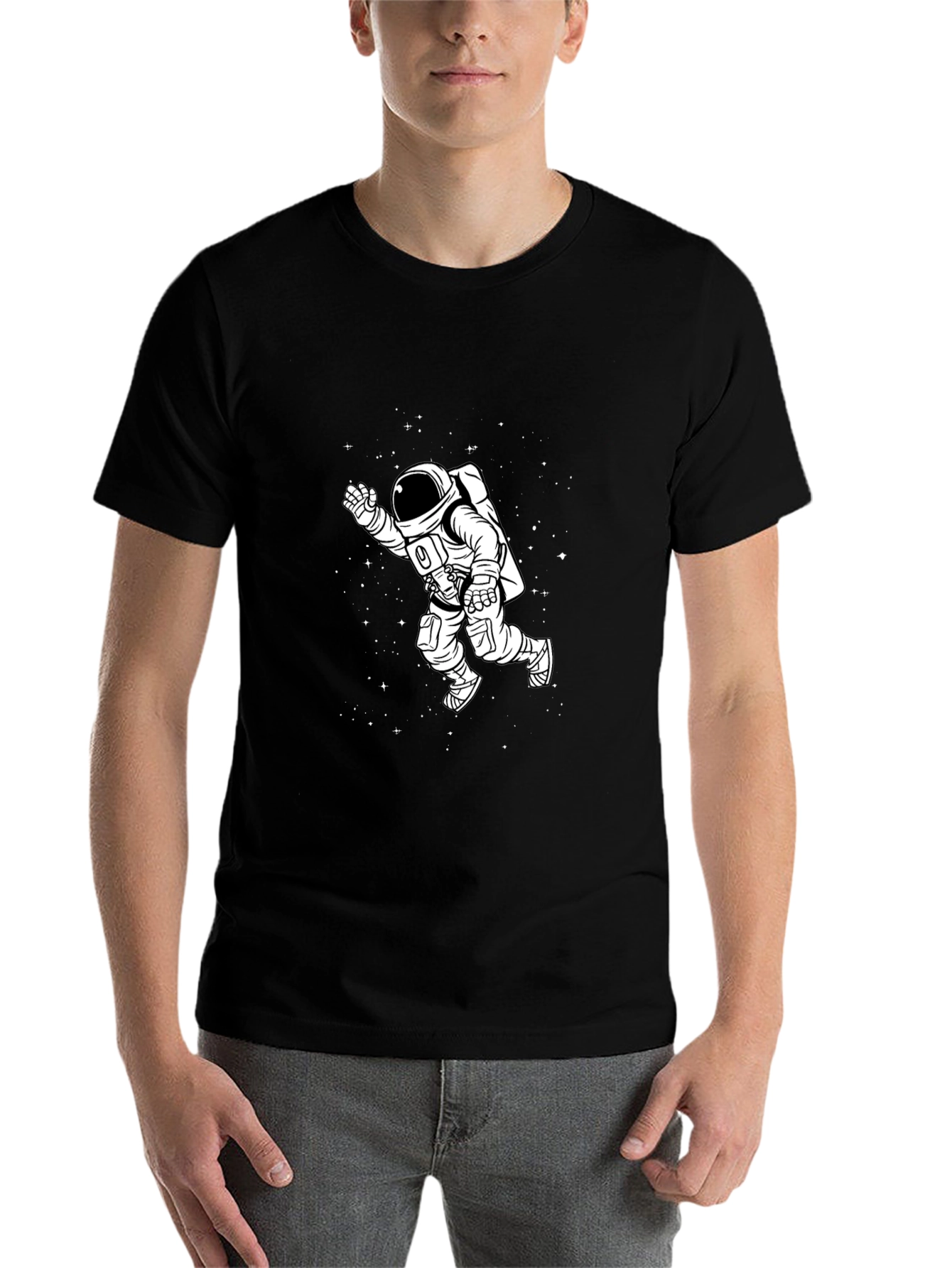 Black Astronaut Graphic Tee - Black Cotton T-Shirt view 7