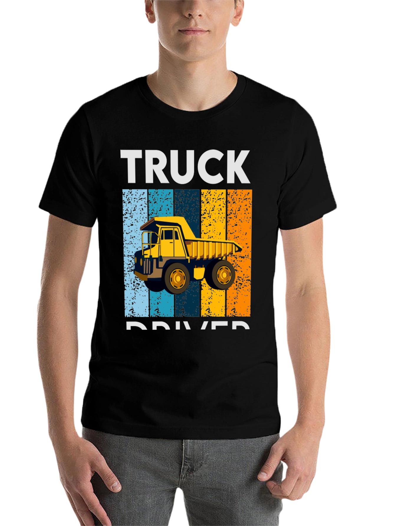 Black Truck Driver Retro Style Graphic T-Shirt view 7