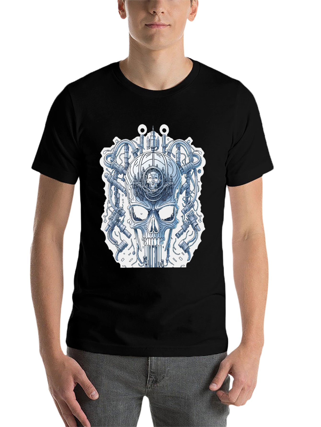 Black Steampunk Skull T-Shirt - Unique Graphic Tee view 7