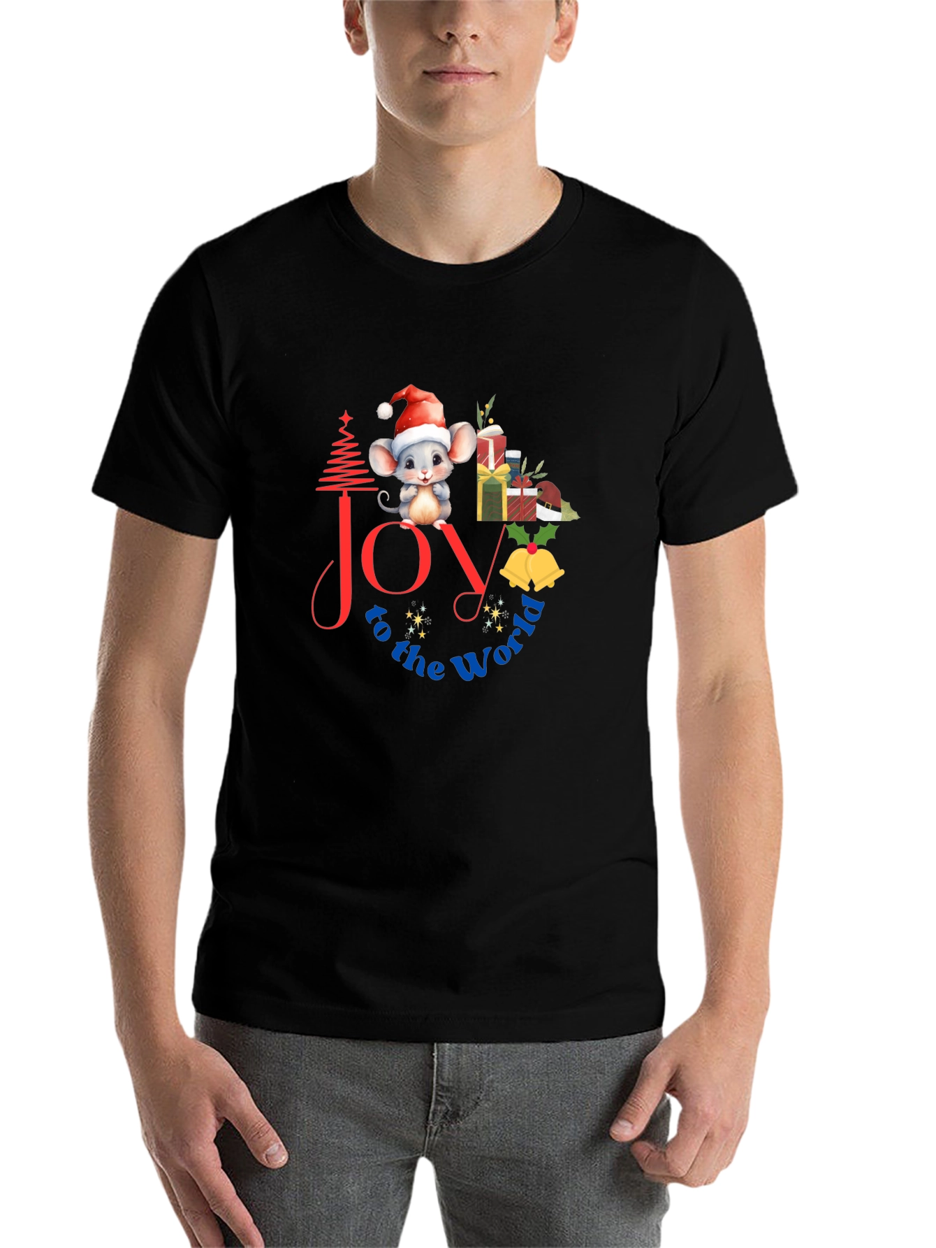 Black Joy to the World Christmas Graphic Tee view 7