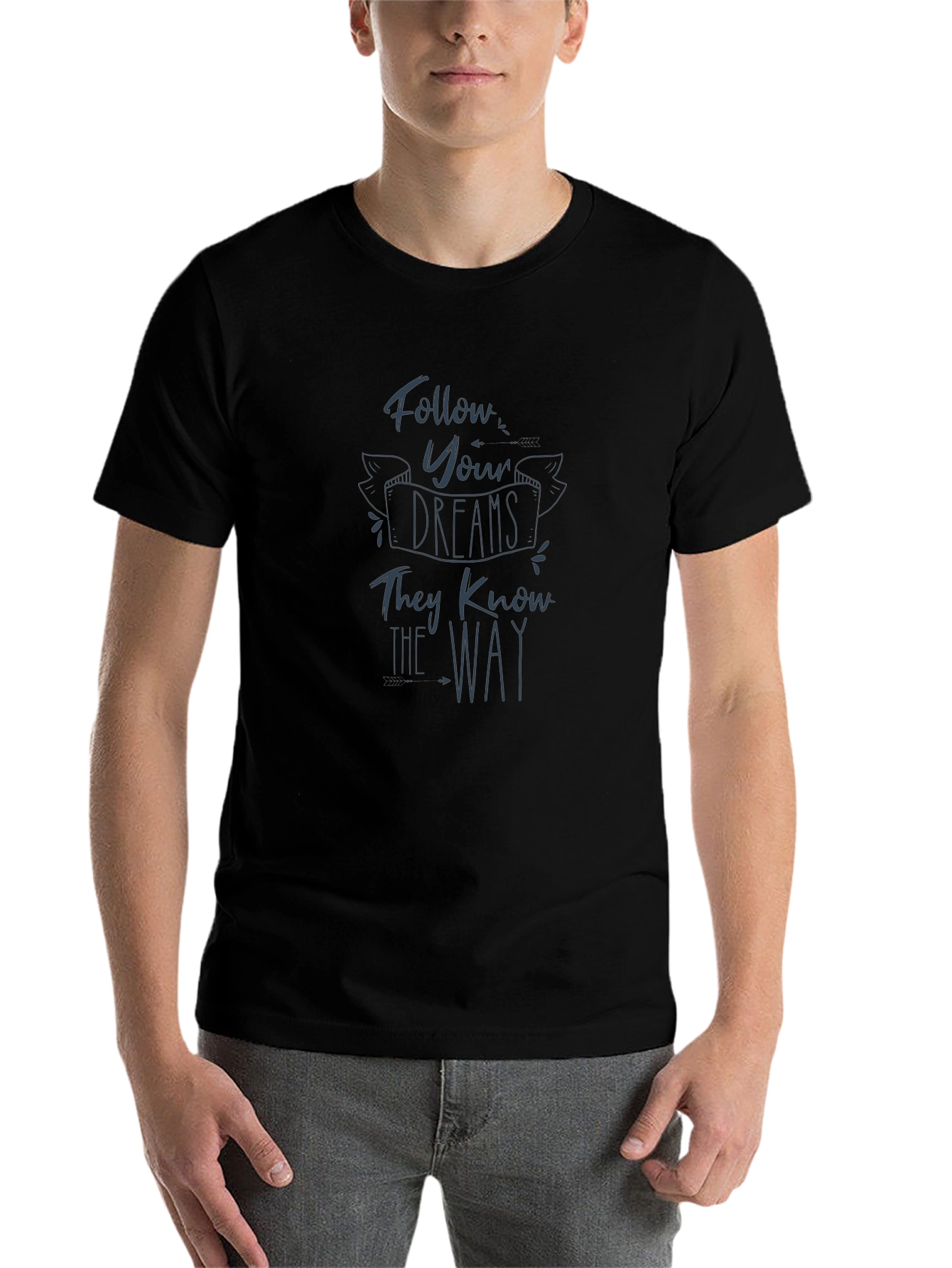 Black Follow Your Dreams Graphic Tee - Soft Black T-Shirt view 7