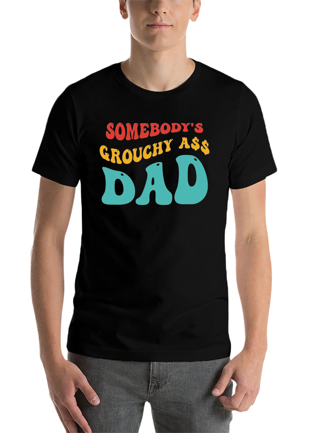Black Grouchy Ass Dad T-Shirt - Black Cotton Tee view 7