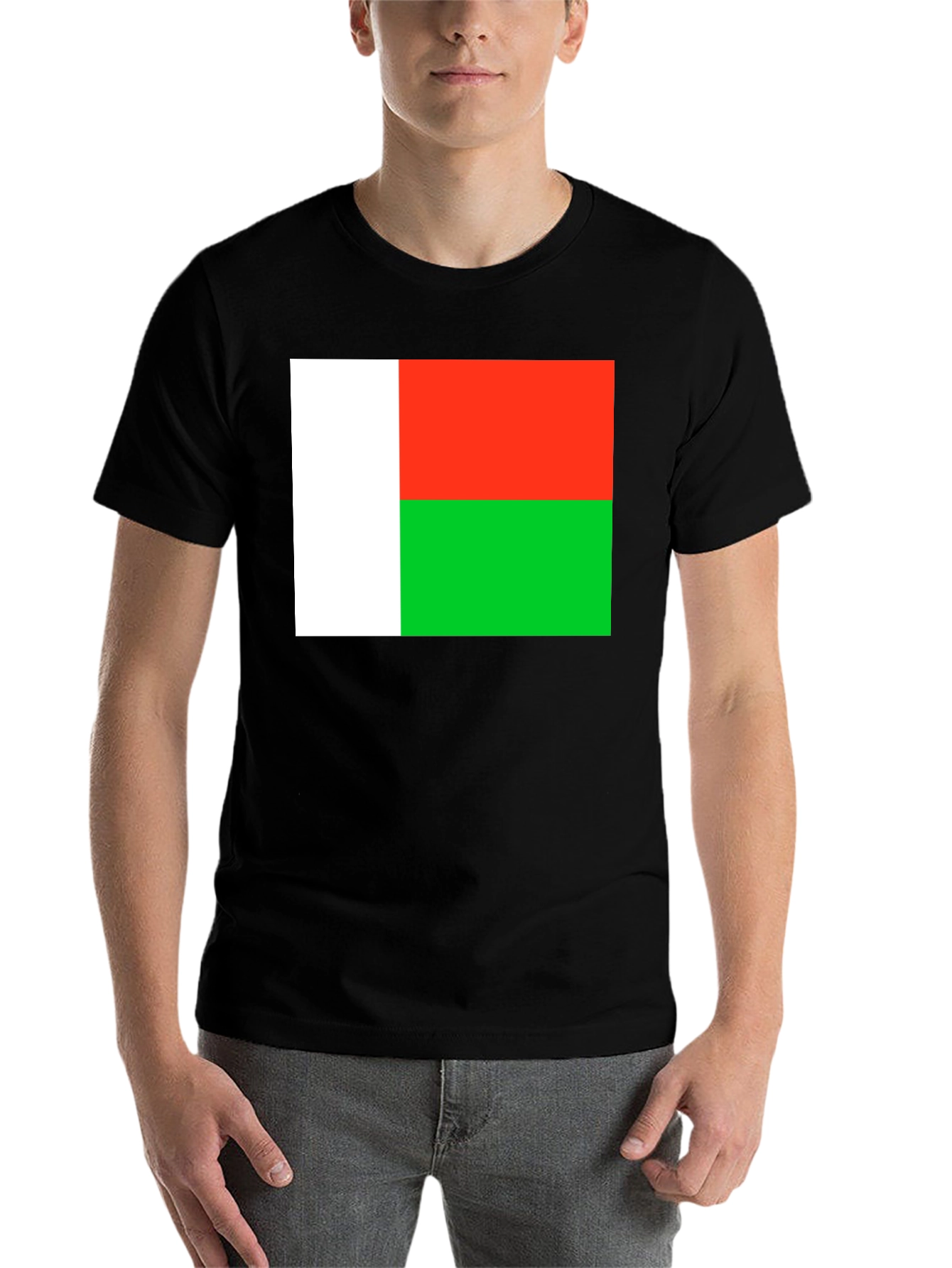 Black Madagascar Flag T-Shirt - Black Cotton Tee view 7