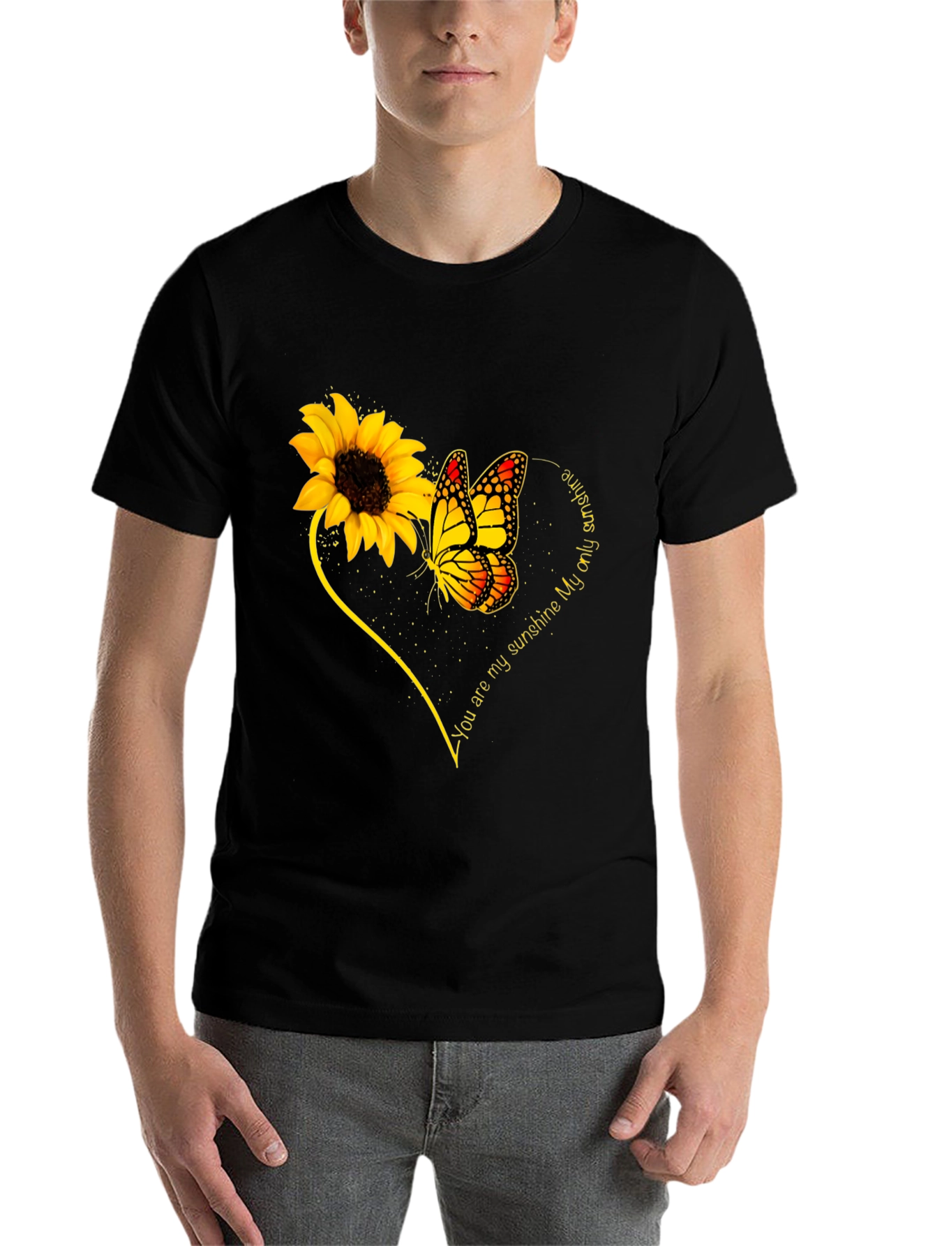 Black Sunflower Butterfly 'You Are My Sunshine' Graphic Tee view 7