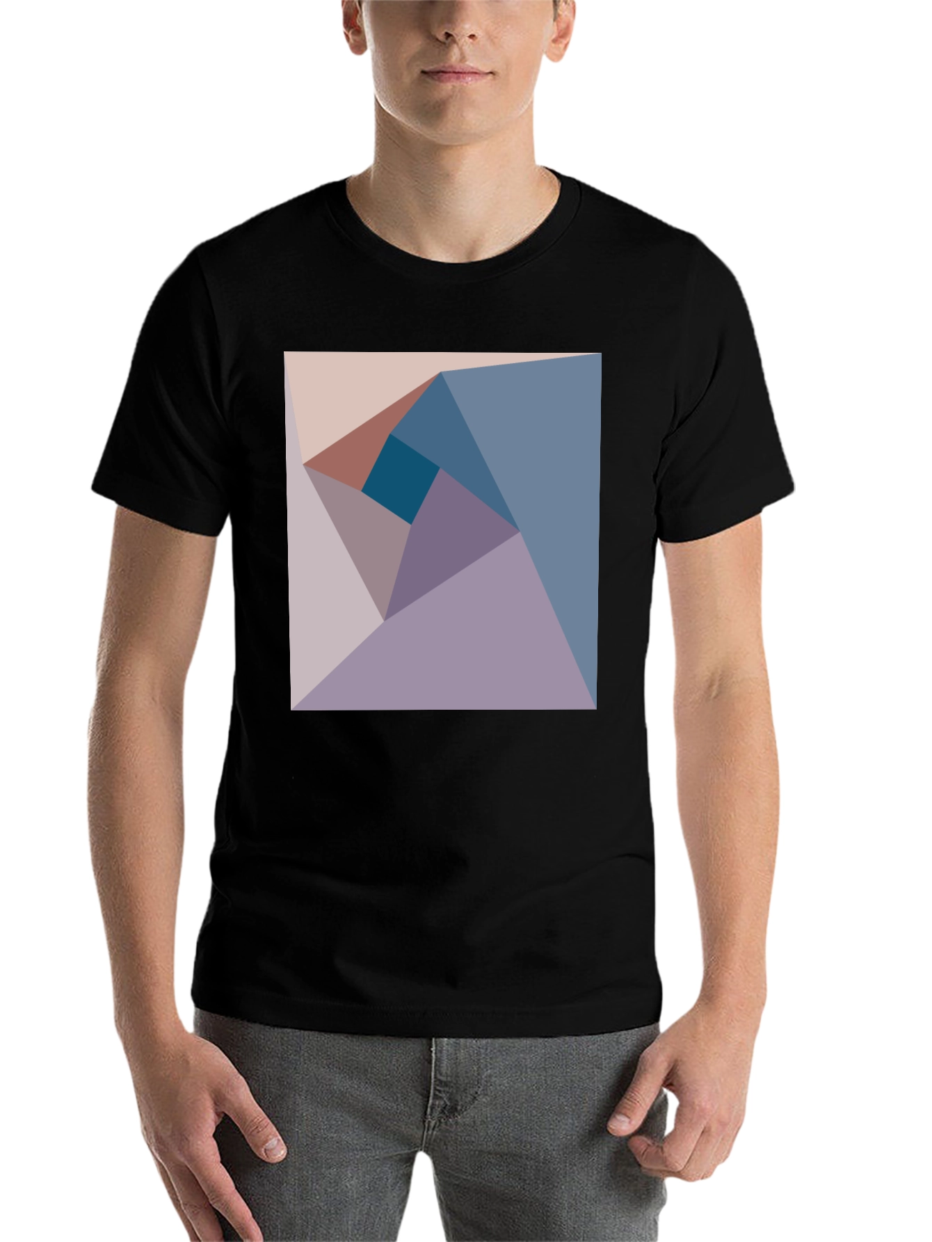 Black Geometric Design Tee - Abstract Art Shirt view 7