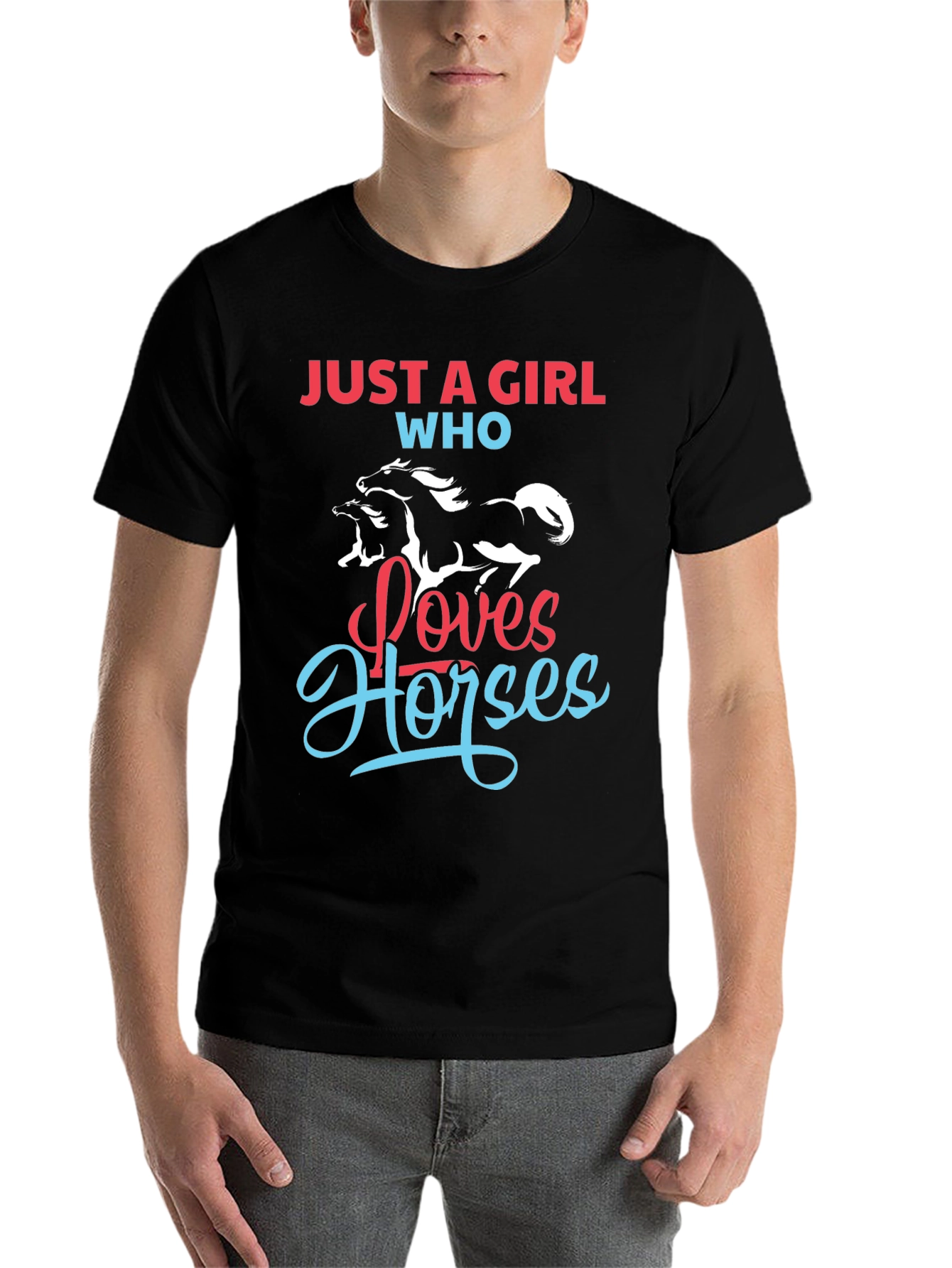 Black Just A Girl Who Loves Horses Graphic Tee view 7