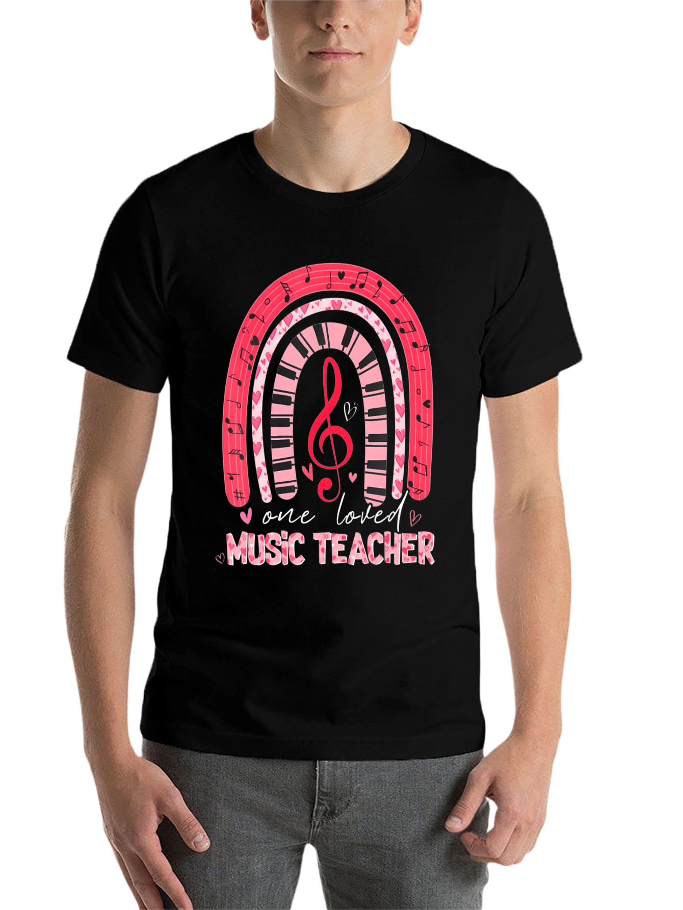 Black One Loved Music Teacher T-Shirt view 7