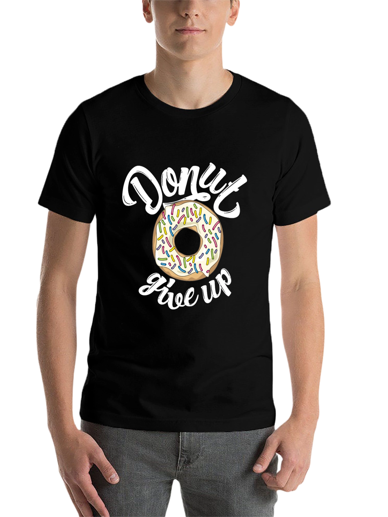 Black Donut Give Up T-Shirt - Unisex Motivational Tee view 7