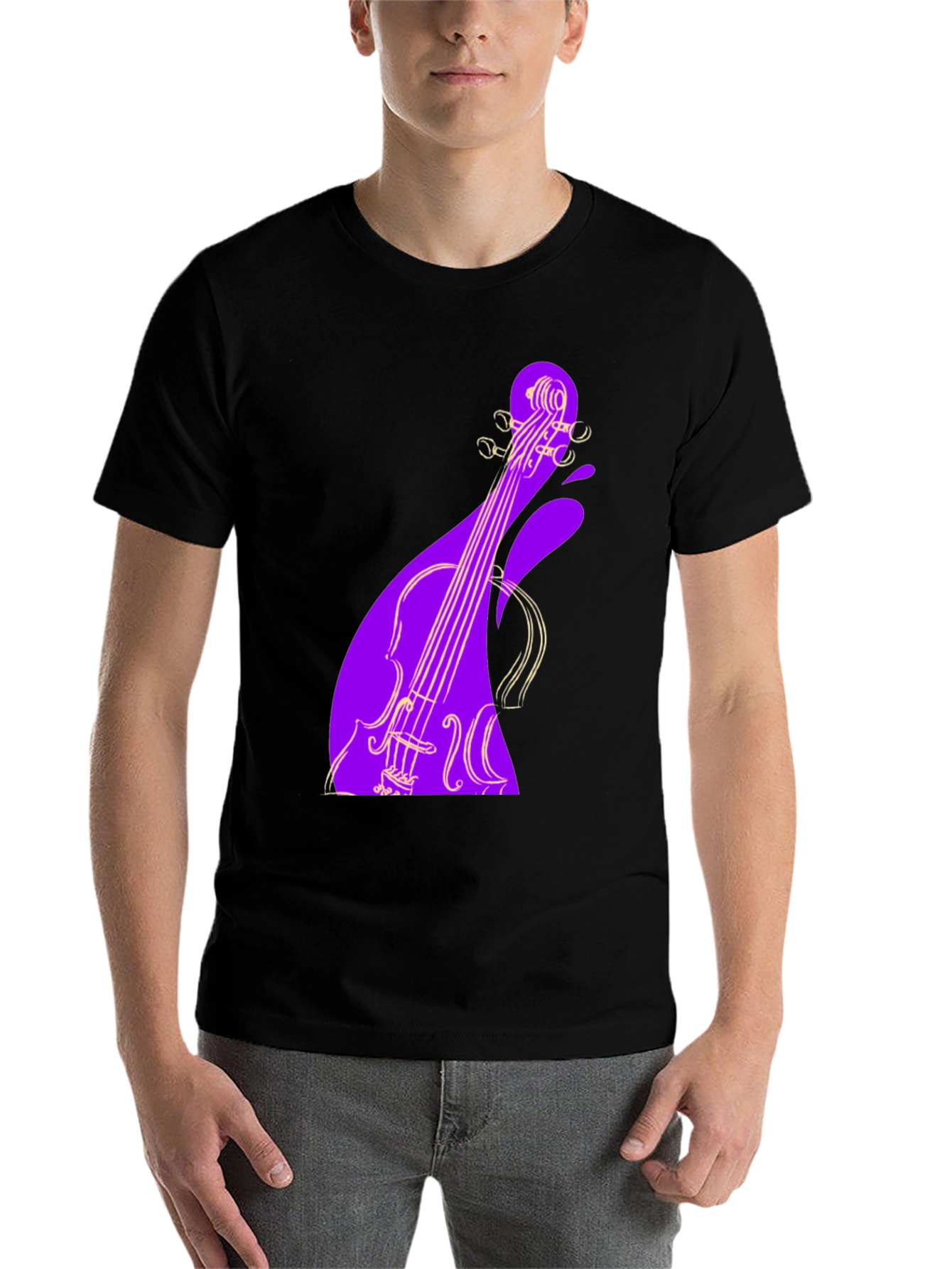 Black Violin Graphic Black Tee - Unique Music Lover Gift view 7