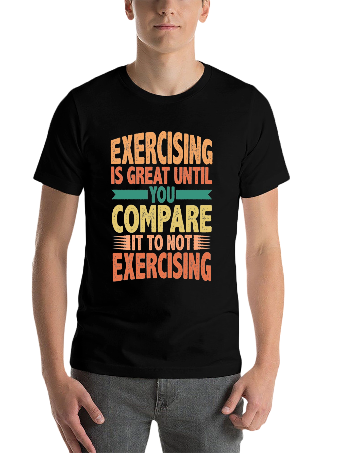 Black Funny Exercising T-Shirt view 7