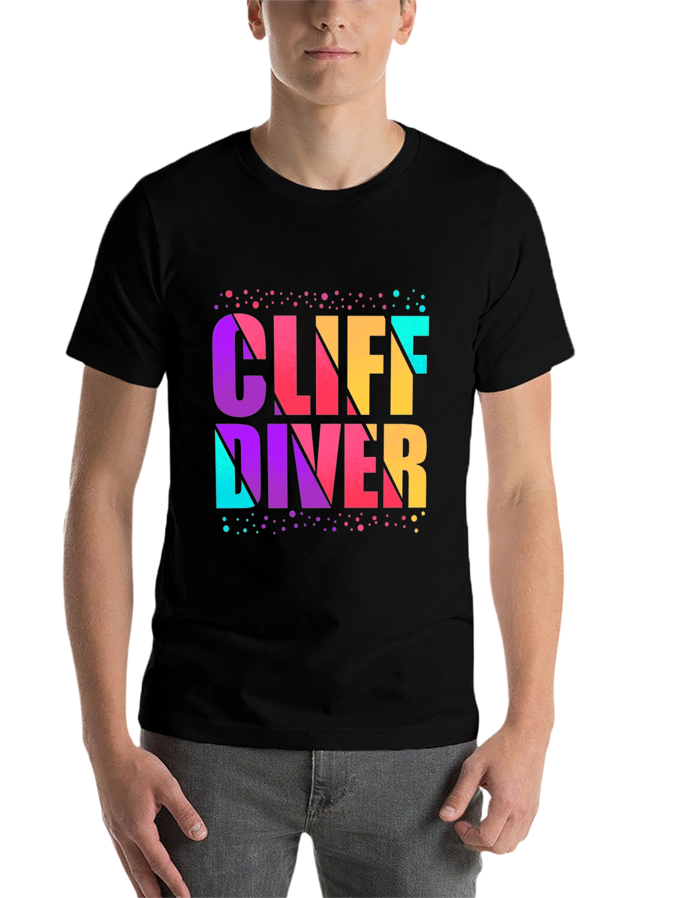 Black Cliff Diver Graphic T-Shirt - Vibrant Design view 7