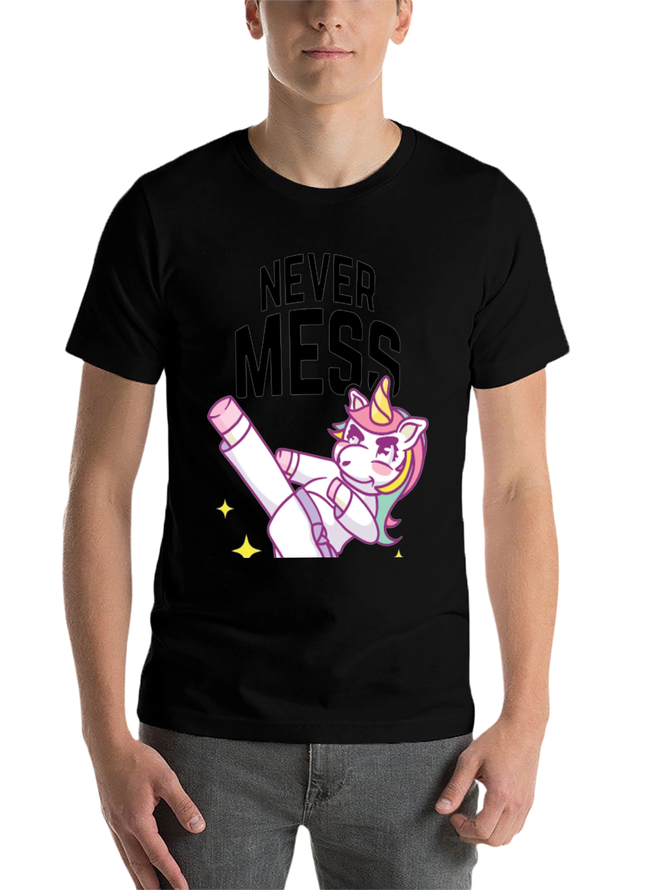 Black Never Mess With Unicorn Funny T-Shirt view 7