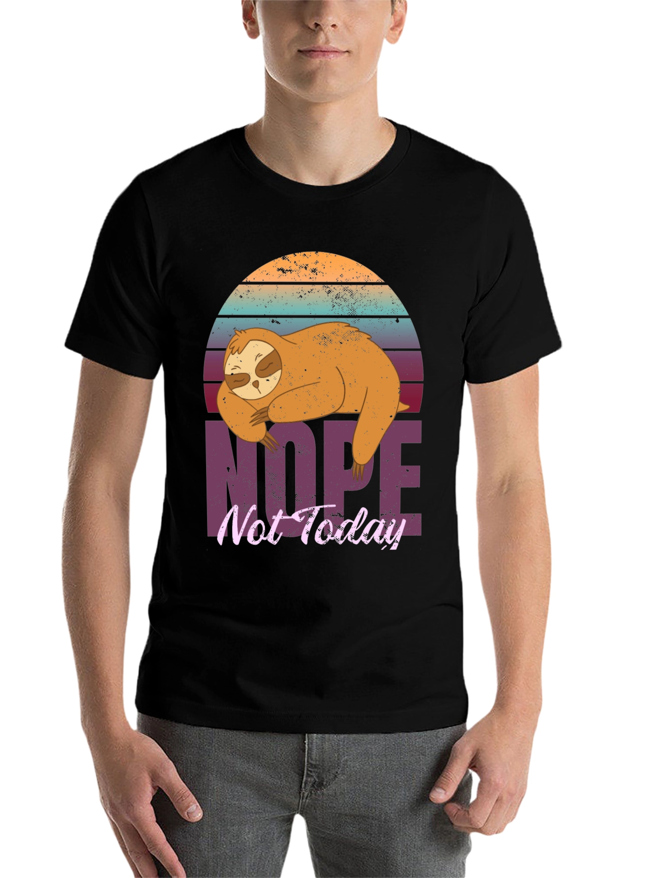 Black Sloth Nope Not Today Graphic T-Shirt view 7