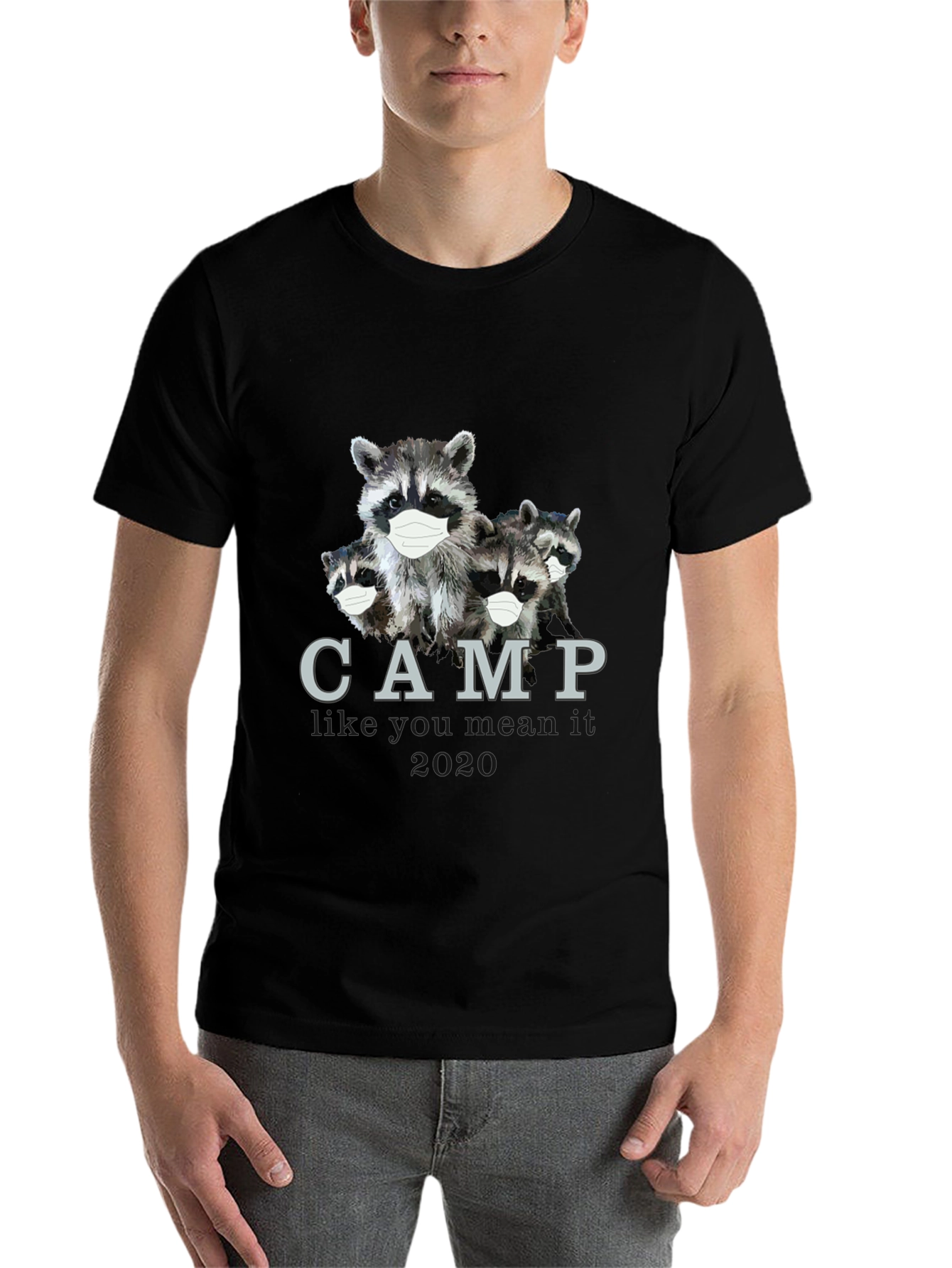 Black Raccoon Camp T-Shirt: Masked & Ready for 2020 view 7
