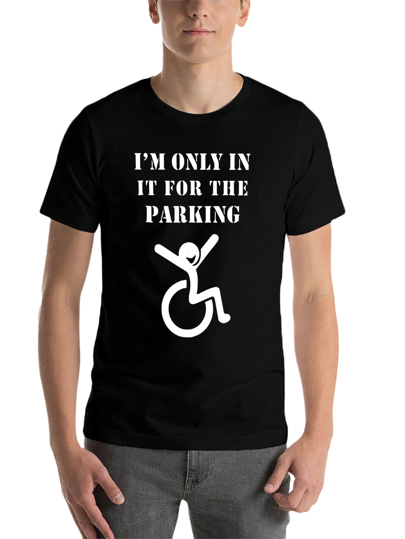 Black Funny Handicap Parking T-Shirt view 7