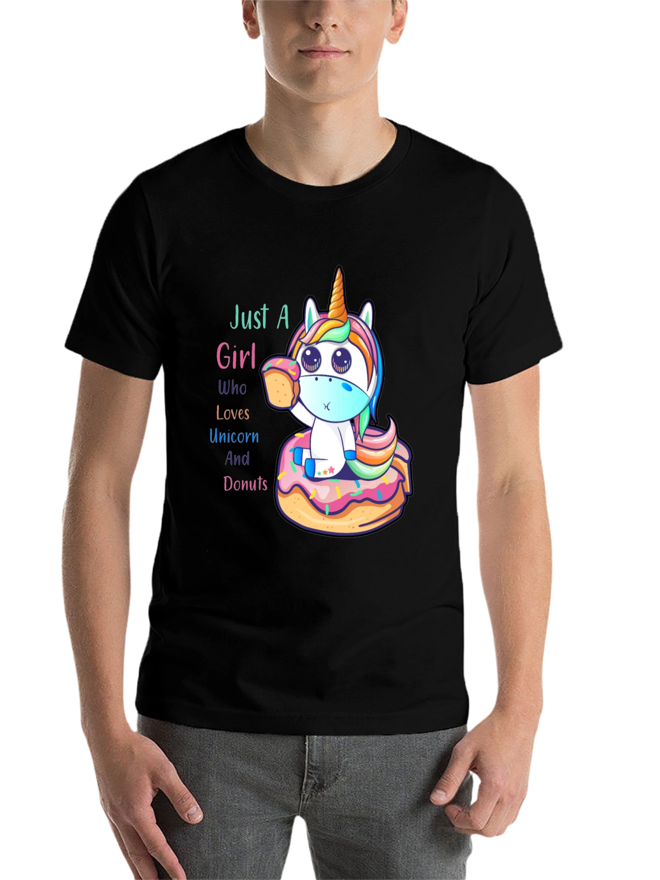 Black Unicorn & Donuts Graphic T-Shirt view 7