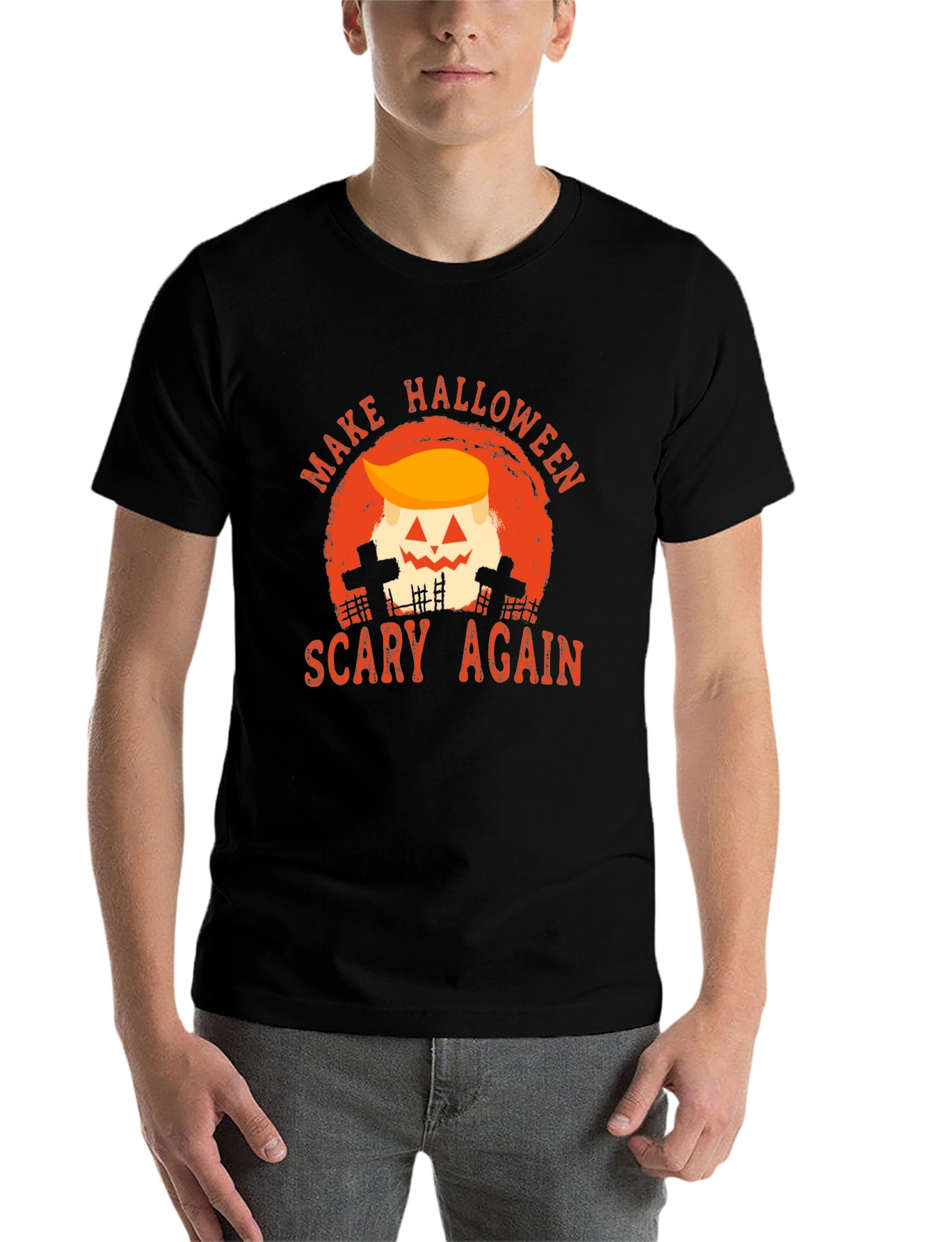 Black Make Halloween Scary Again Graphic Tee view 7