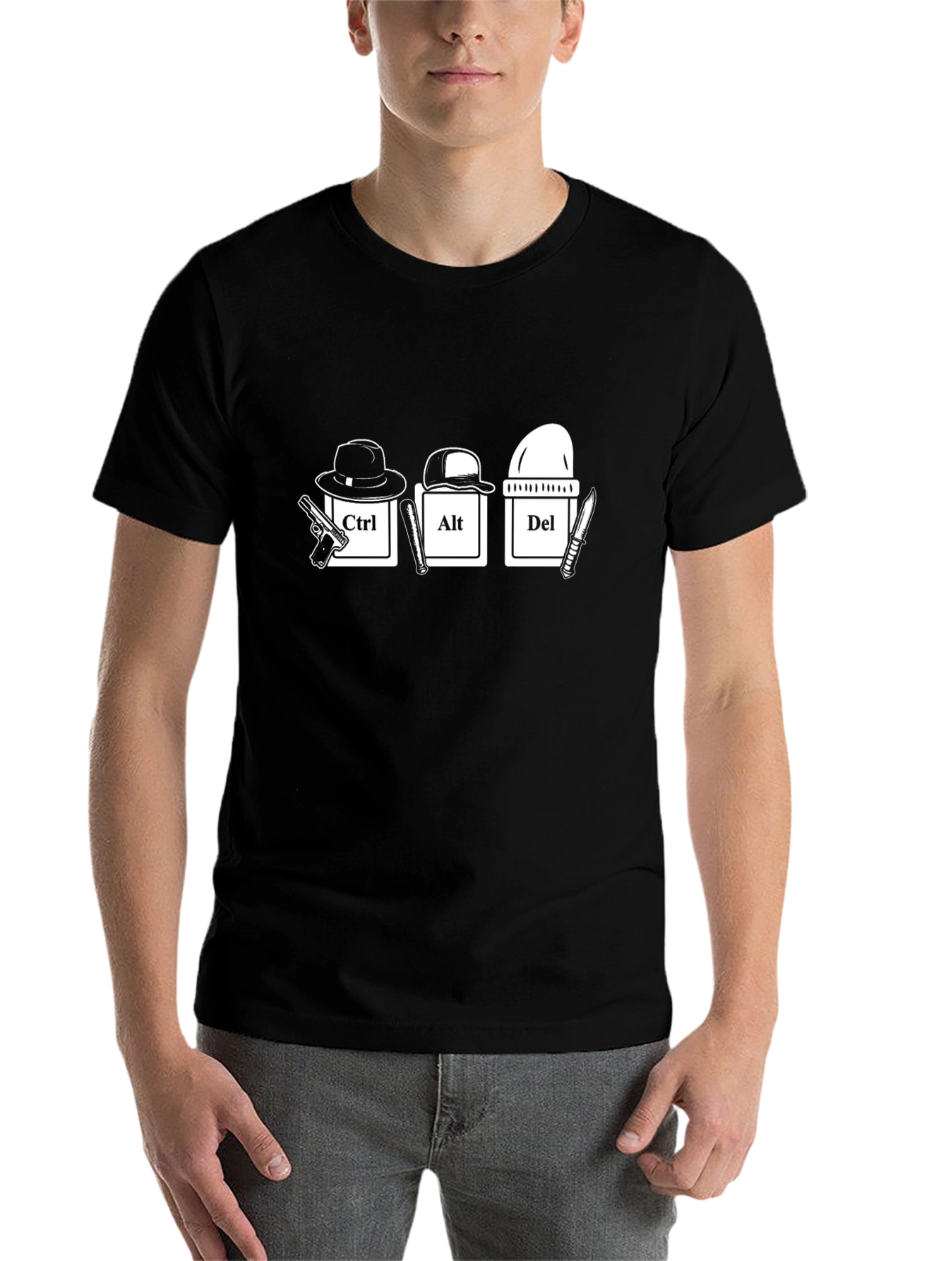 Black Ctrl Alt Del Funny Graphic T-Shirt view 7
