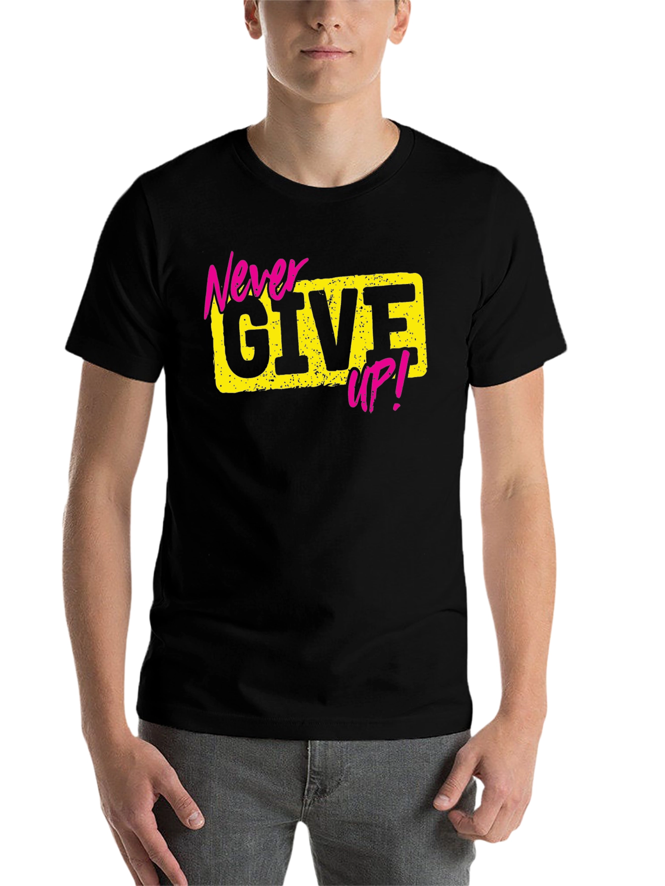 Black Never Give Up Graphic Tee view 7