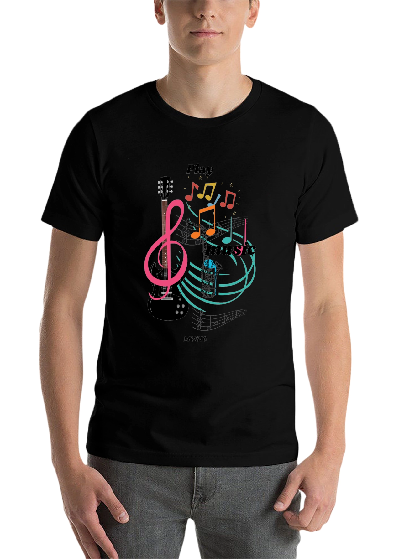Black Play Music Graphic T-Shirt - Stylish Black Tee view 7
