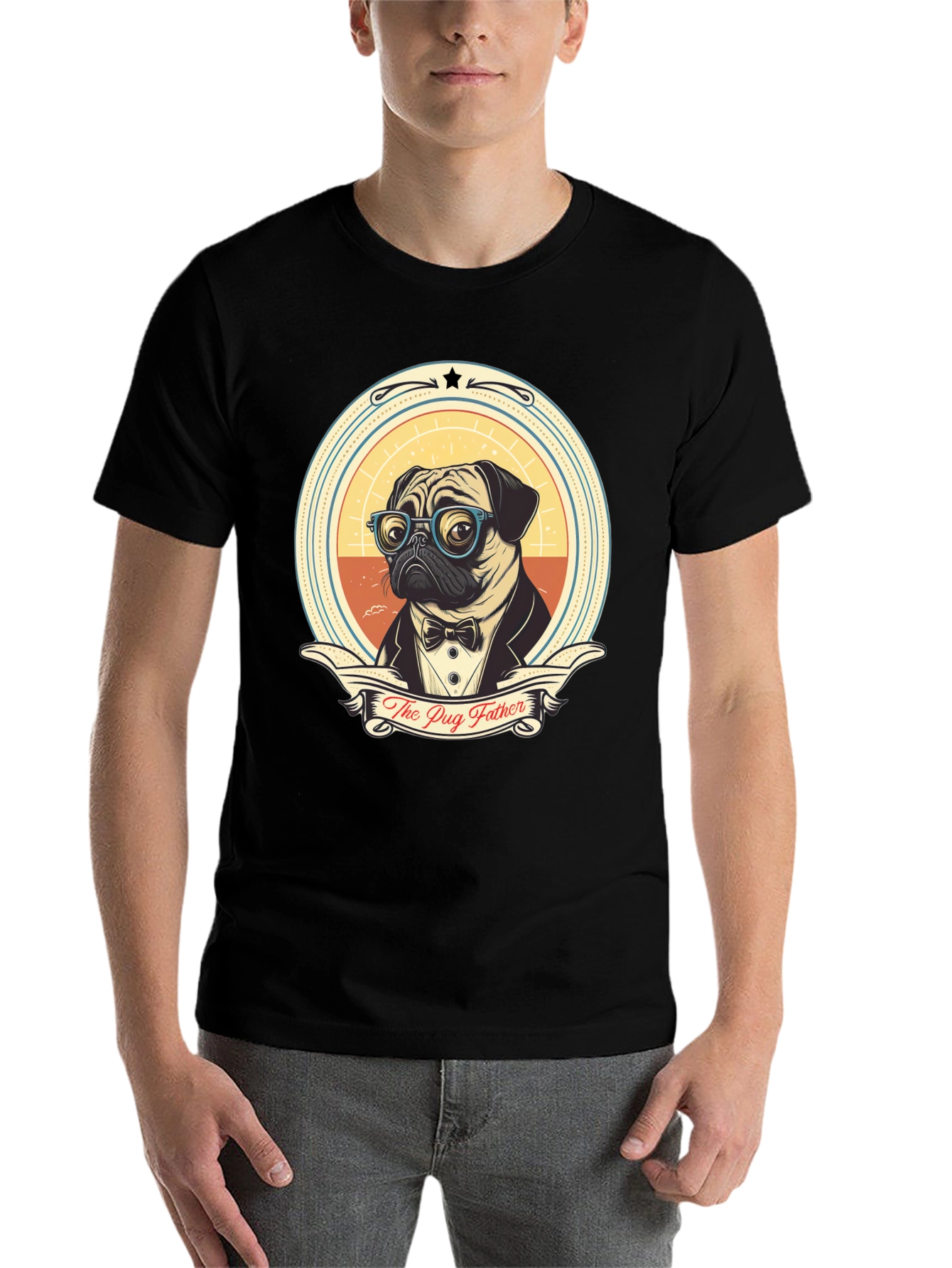 Black The Pug Father T-Shirt - Dog Dad Tee view 7