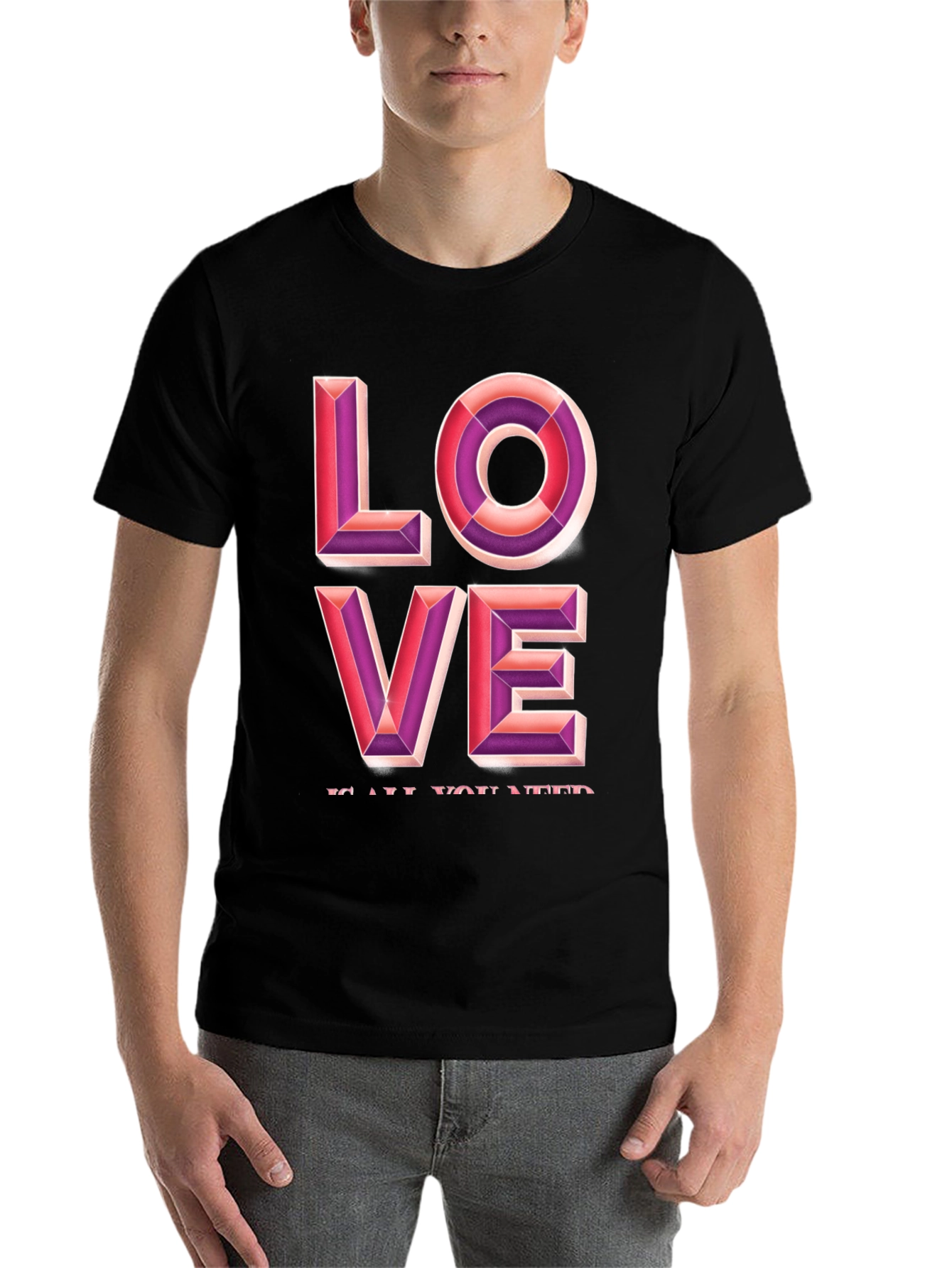 Black Love Graphic Tee - Black Casual T-Shirt view 7