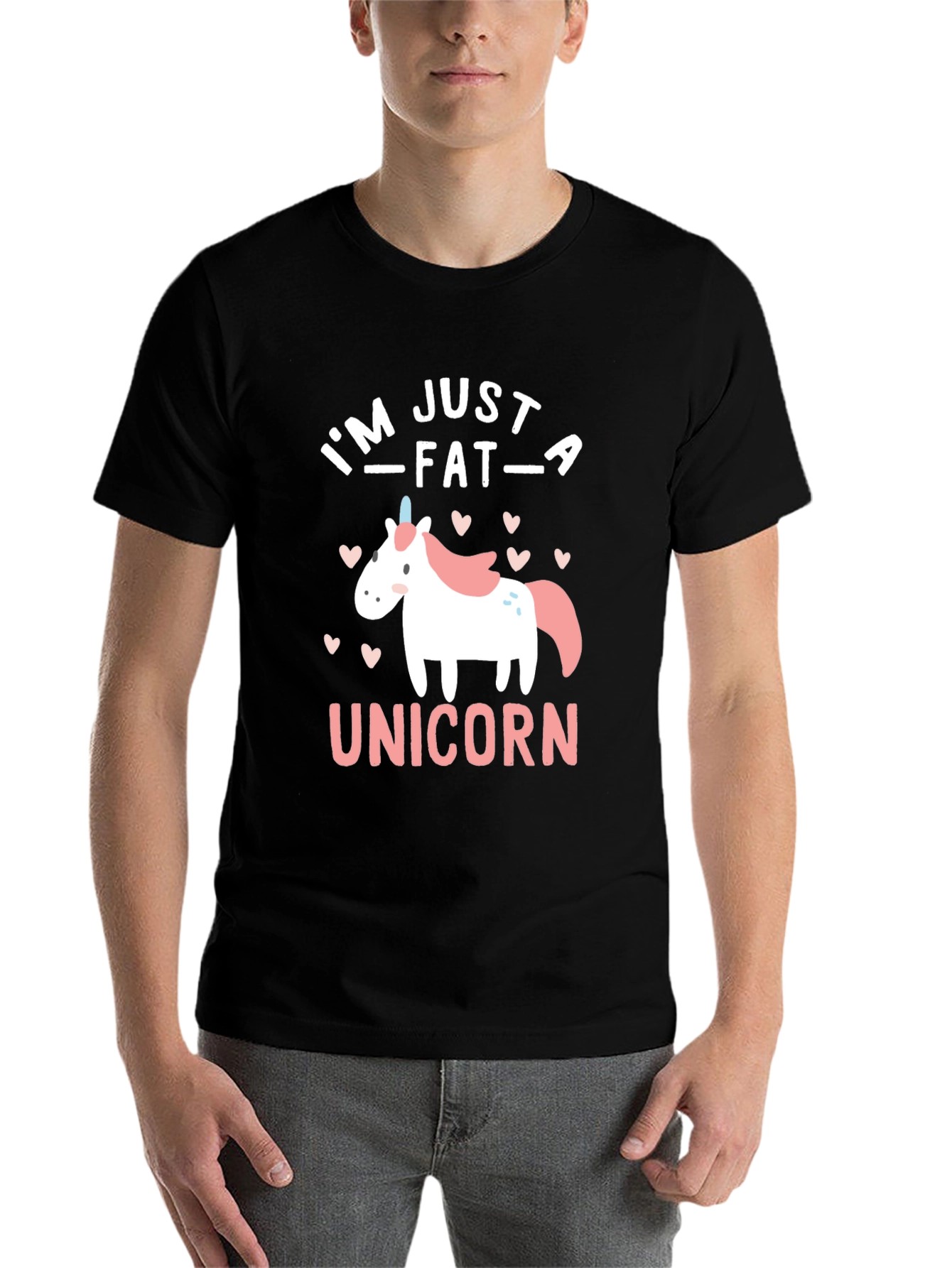 Black I'm Just A Fat Unicorn Graphic T-Shirt view 7