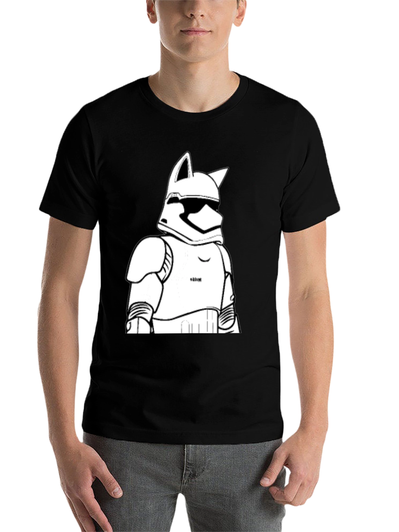 Black Stormtrooper Cat T-Shirt - Black, Graphic Tee view 7