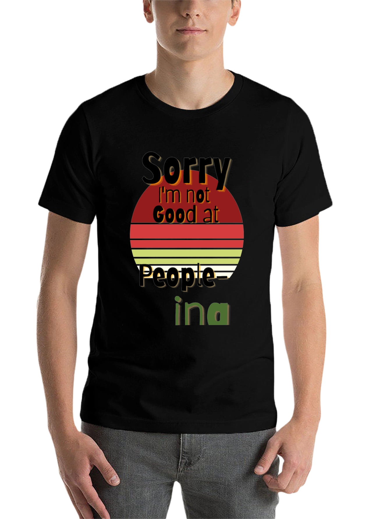 Black Sorry I'm Not Good at People Graphic Tee view 7