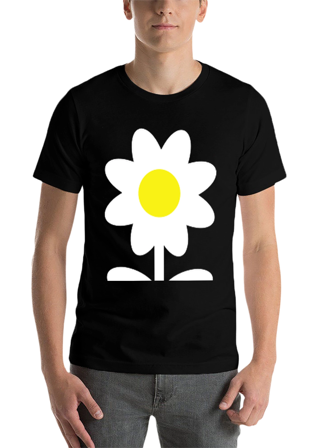 Black Daisy Flower Graphic Tee - Soft Cotton Blend view 7