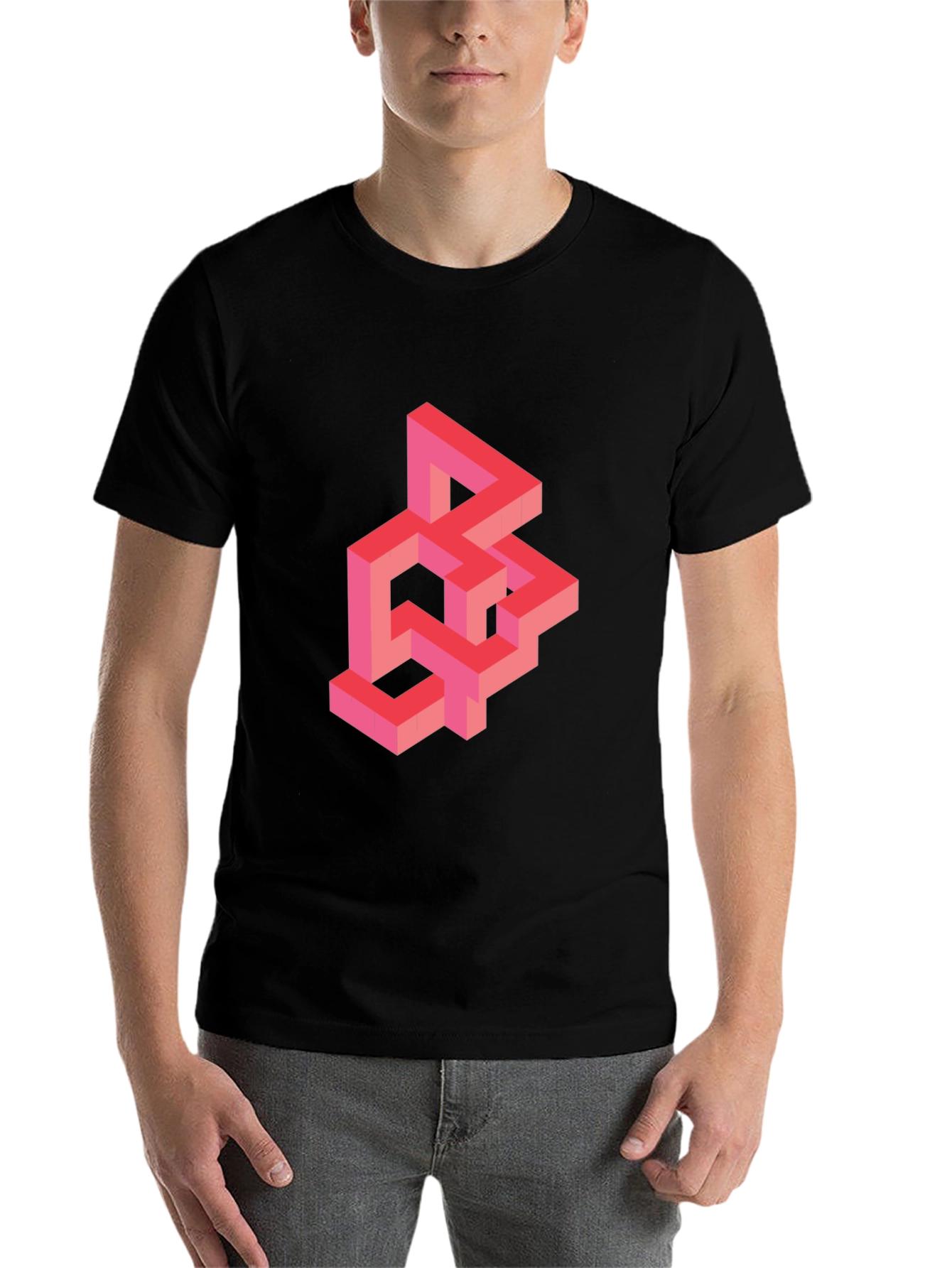 Black Geometric Illusion T-Shirt - Abstract Design view 7