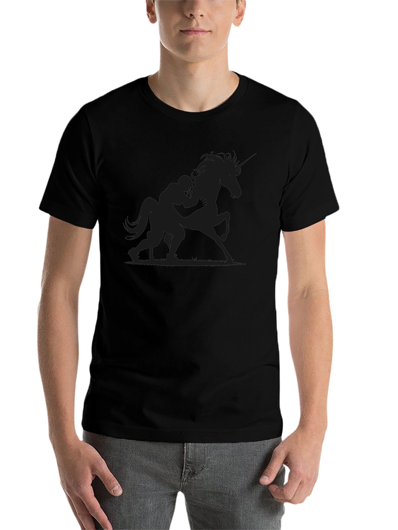Black Unicorn Rider Graphic Tee - Men's Black T-Shirt view 7