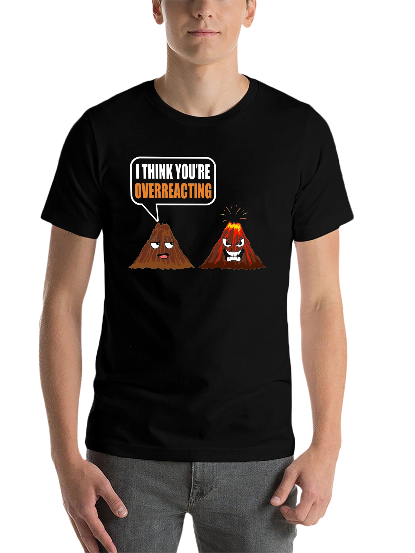 Black Volcano Overreacting Humor Graphic T-Shirt view 7