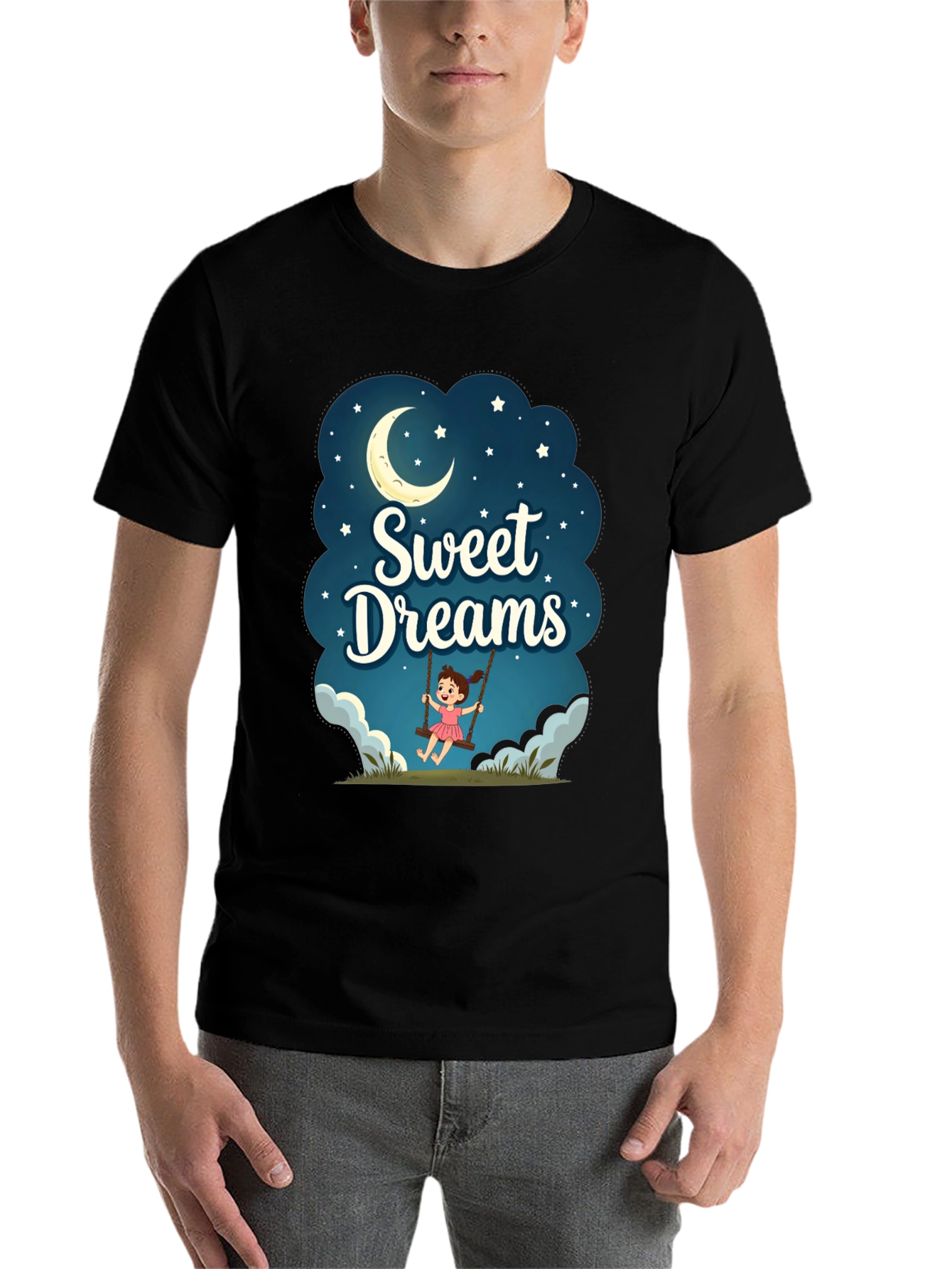 Black Sweet Dreams Graphic T-Shirt - Night Theme view 7